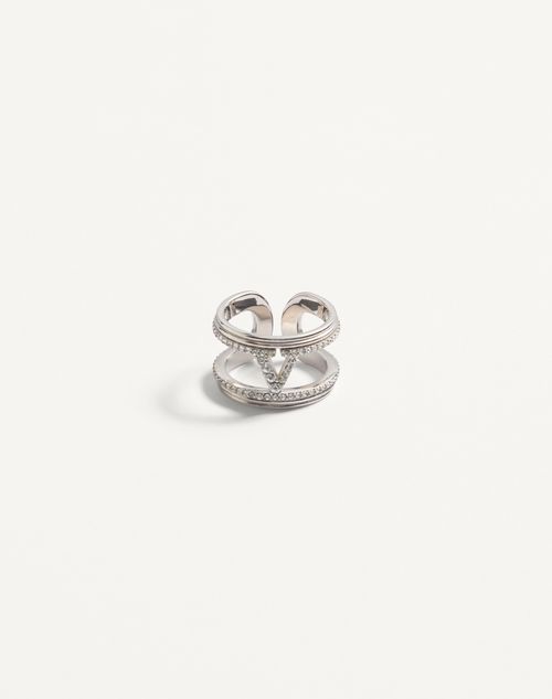Anel oval em metal com cristais Swarovski®