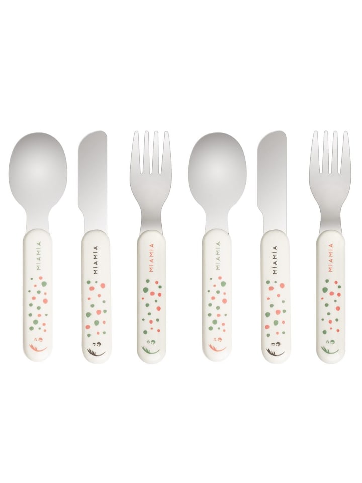 MiaMia Besteck-Set 6-teilig - Punkte - Weiß in weiss,bunt günstig kaufen onesize