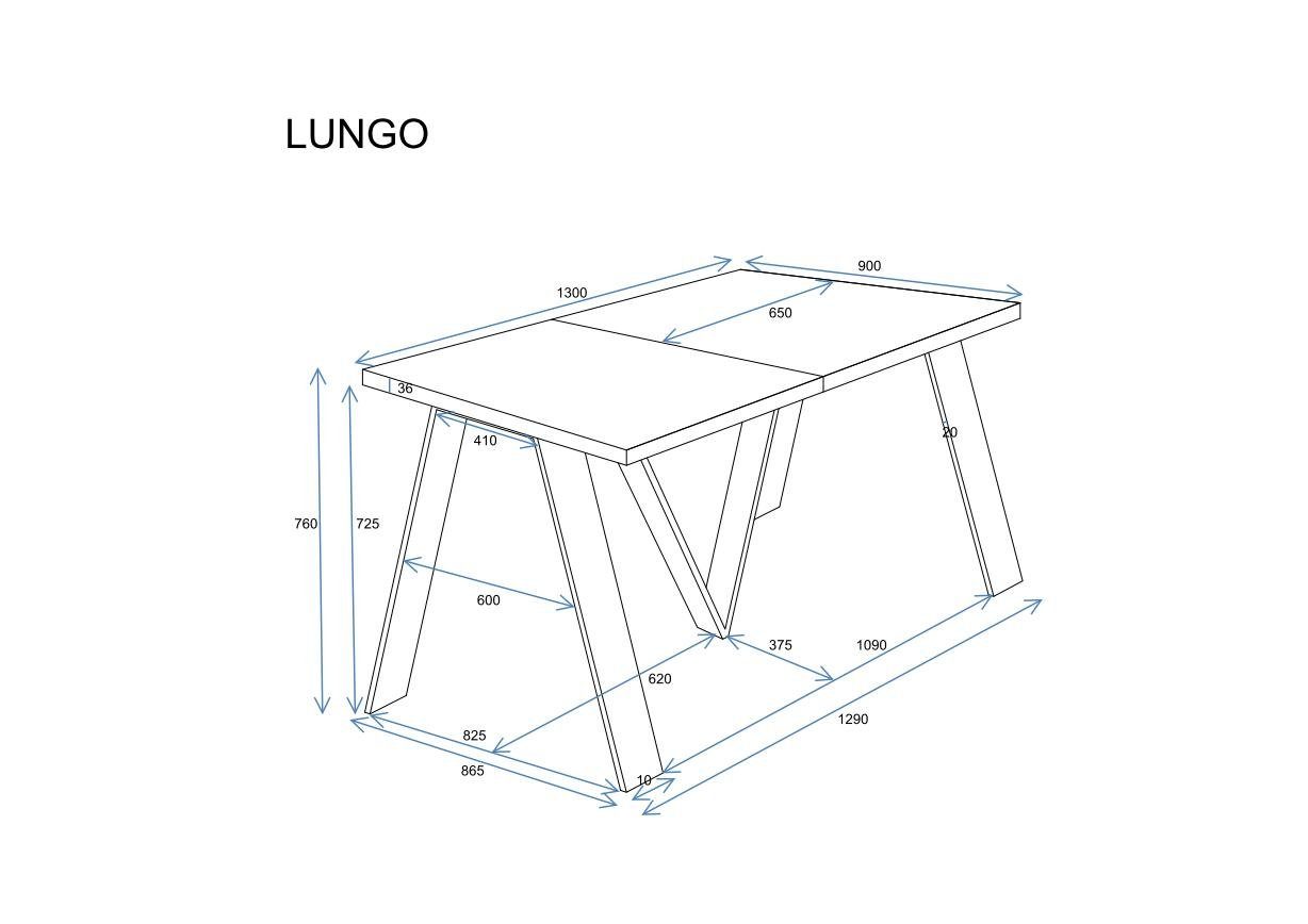 Endo-Moebel Esstisch Lungo XXL 130-405 cm 4m lang Esstisch Metallgestell ausziehbar
