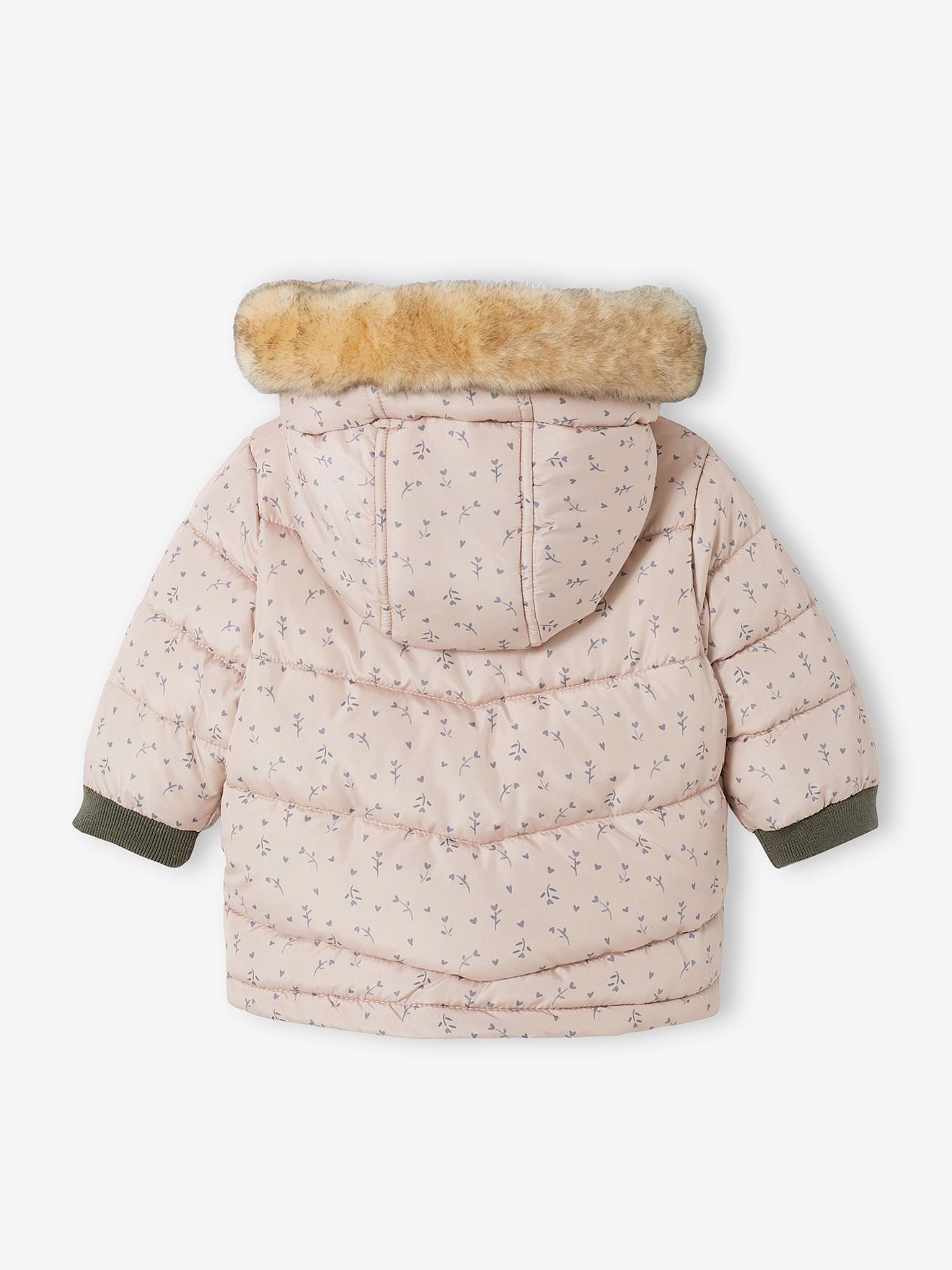 Vertbaudet Wendbare Baby Jacke mit Kapuze, Wattierung Recycling-Polyester - khaki
