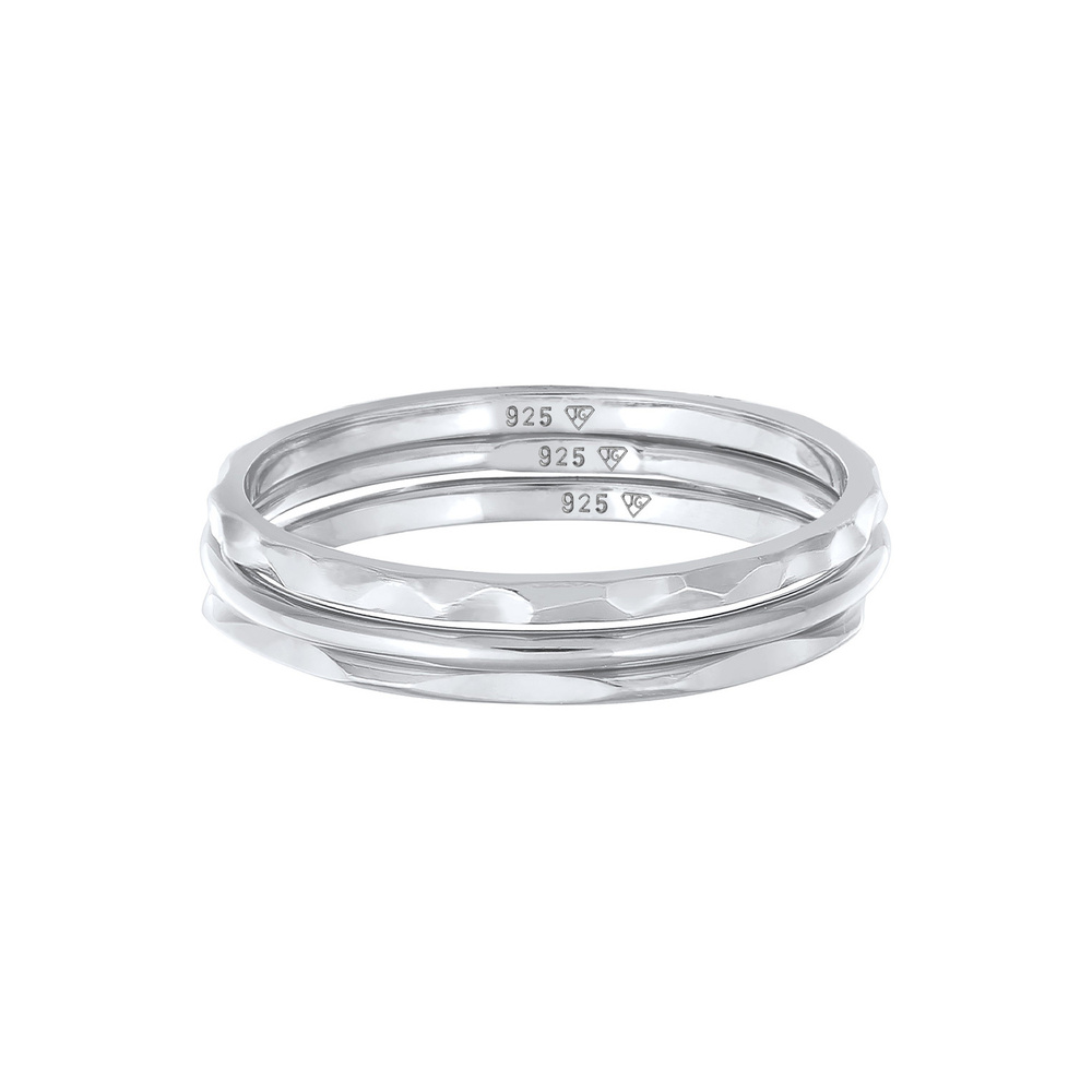 Elli Elli Bague Femmes Basique Empilement Set de 3 en Argent Sterling 925 Bague