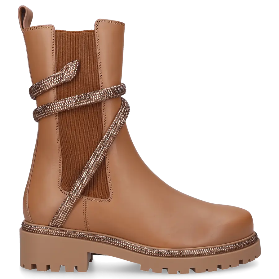 Rene Caovilla - Chelsea Boots CLEO CRYSTAL 25 Kalbsleder - braun