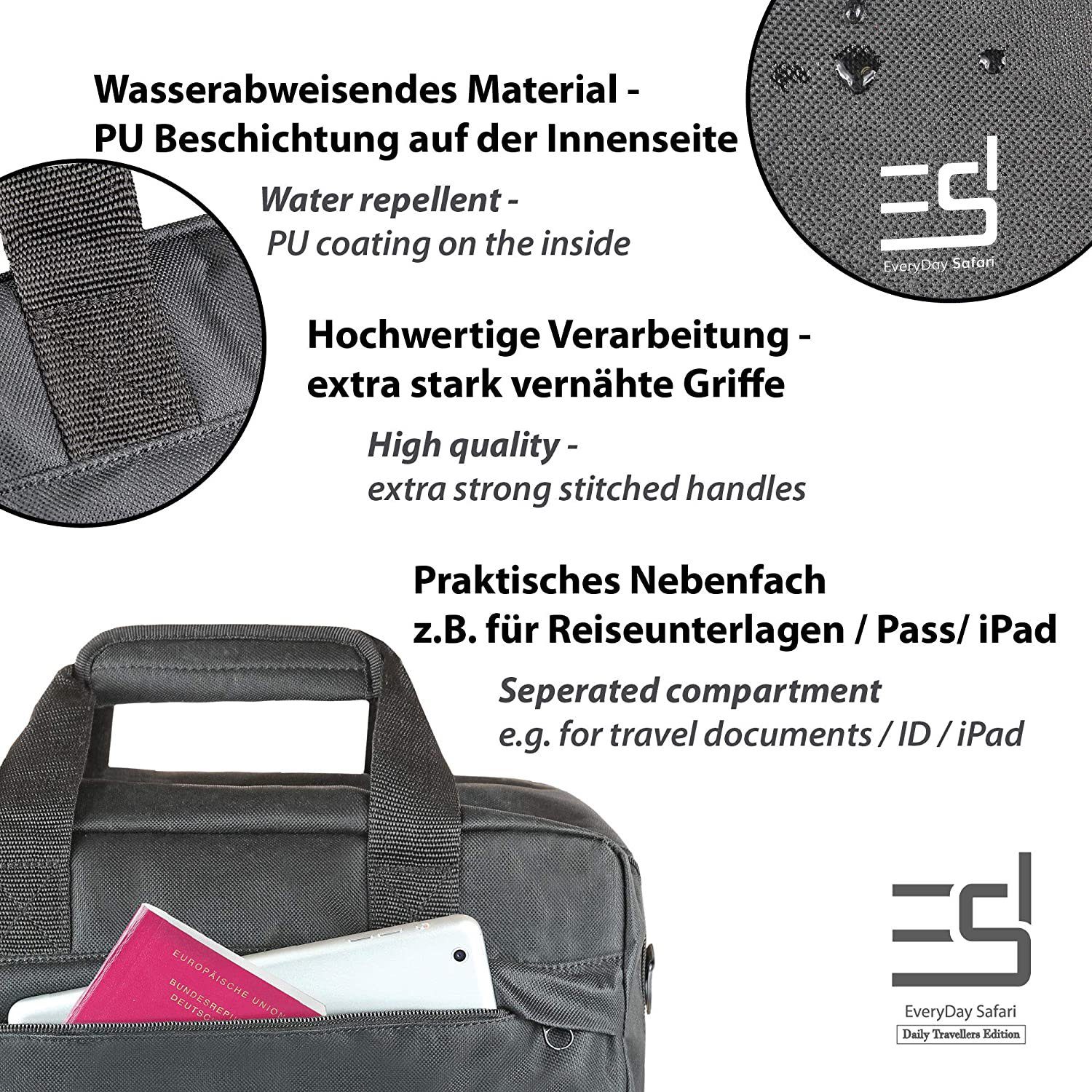 EveryDay Safari Reiserucksack Handgepäck Reisetasche für Ryanair, Eurowings etc. 40x20x25cm 20L, Leicht und einfach
