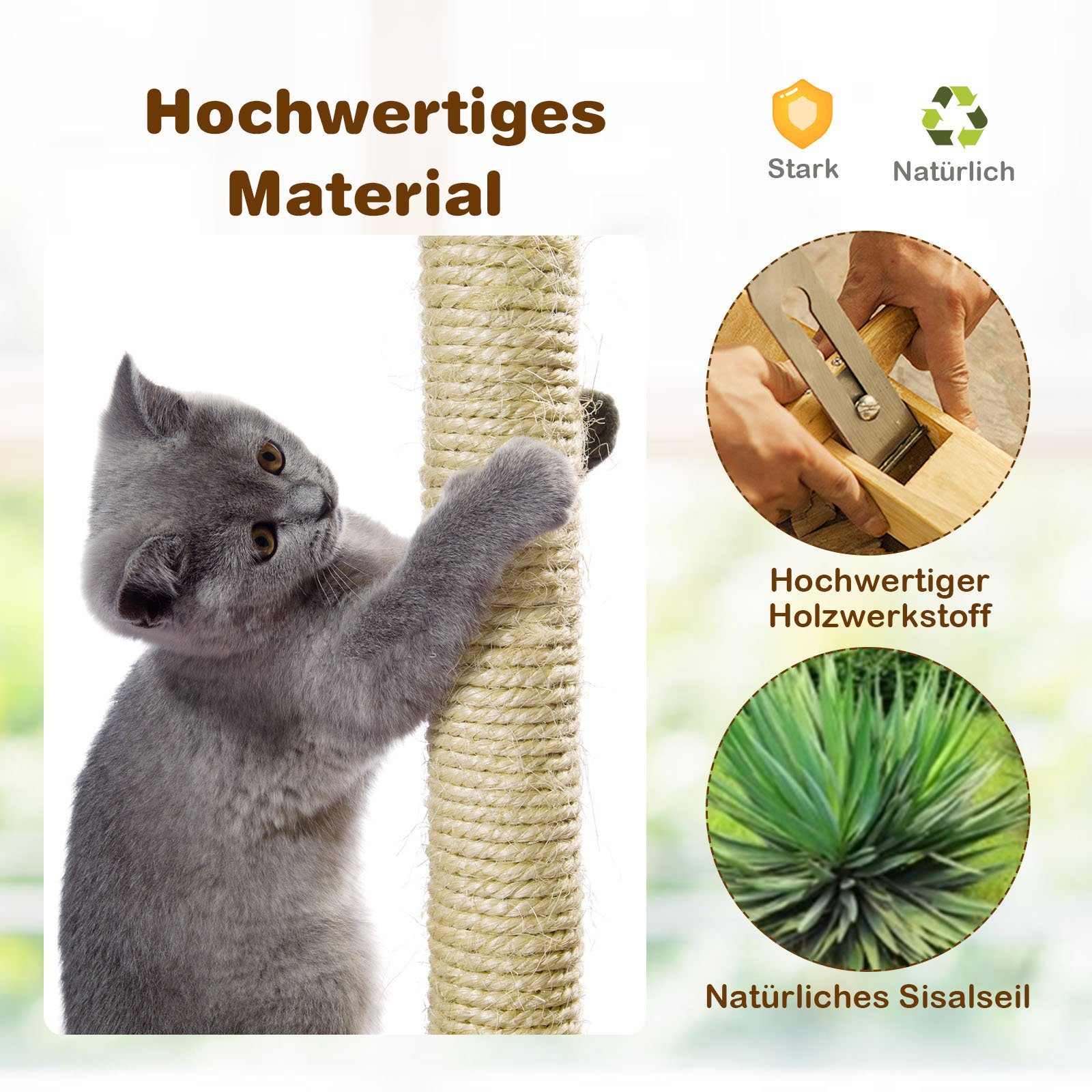 COSTWAY Kratzbaum Katzenbaum, 135cm, mit Höhle und 4 Matten