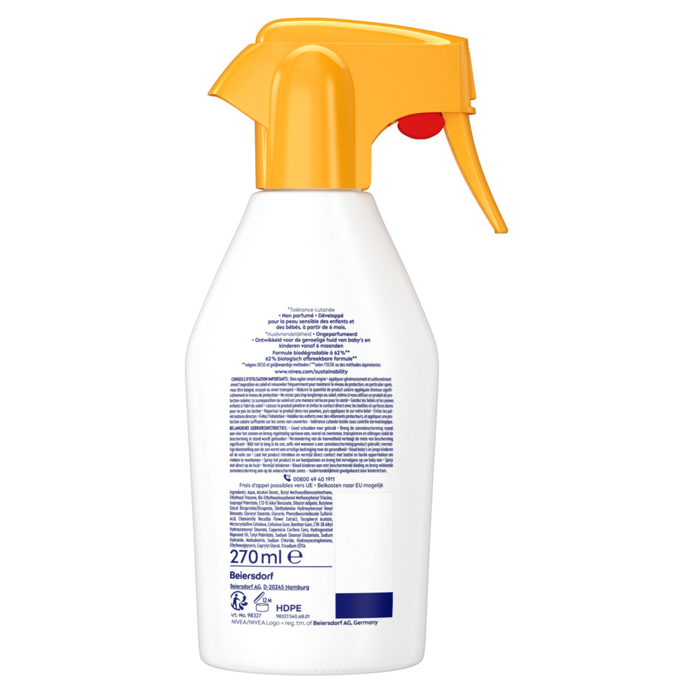 nivea Spray Pistolet Bébé et Enfants FPS 50+ Peaux Sensibles au soleil 270ml Protection solaire bébé enfant peaux sensibles