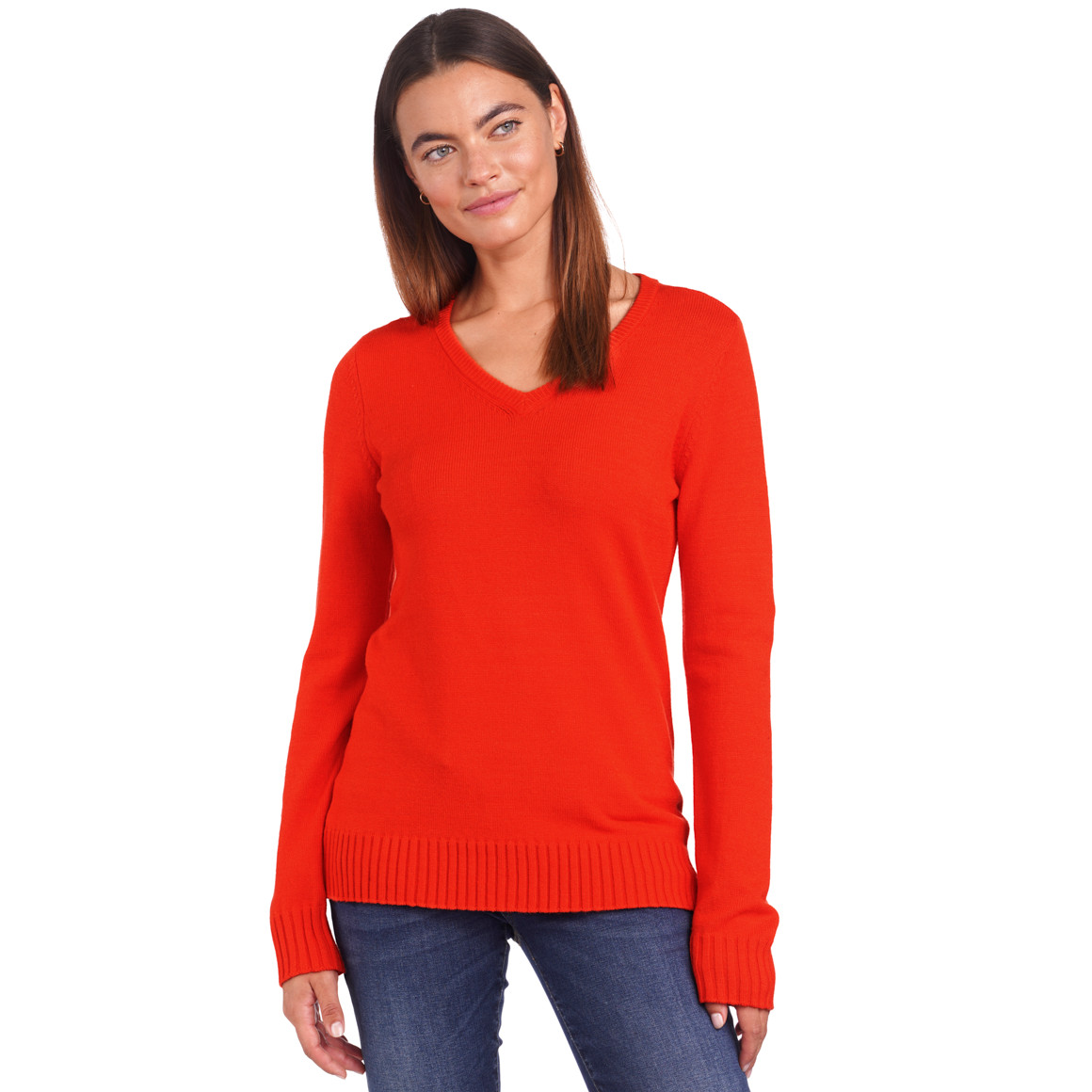 Damen Feinstrickpullover mit V-Ausschnitt
