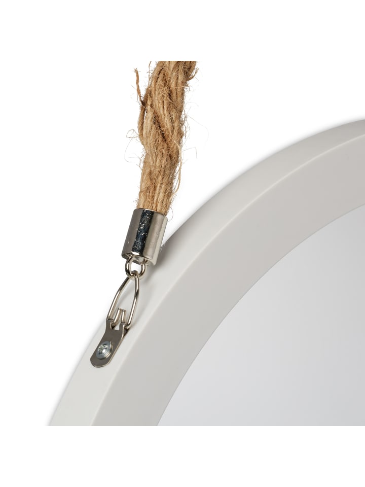 relaxdays Wandspiegel in Weiß/ Natur - Ø 35 cm günstig kaufen onesize