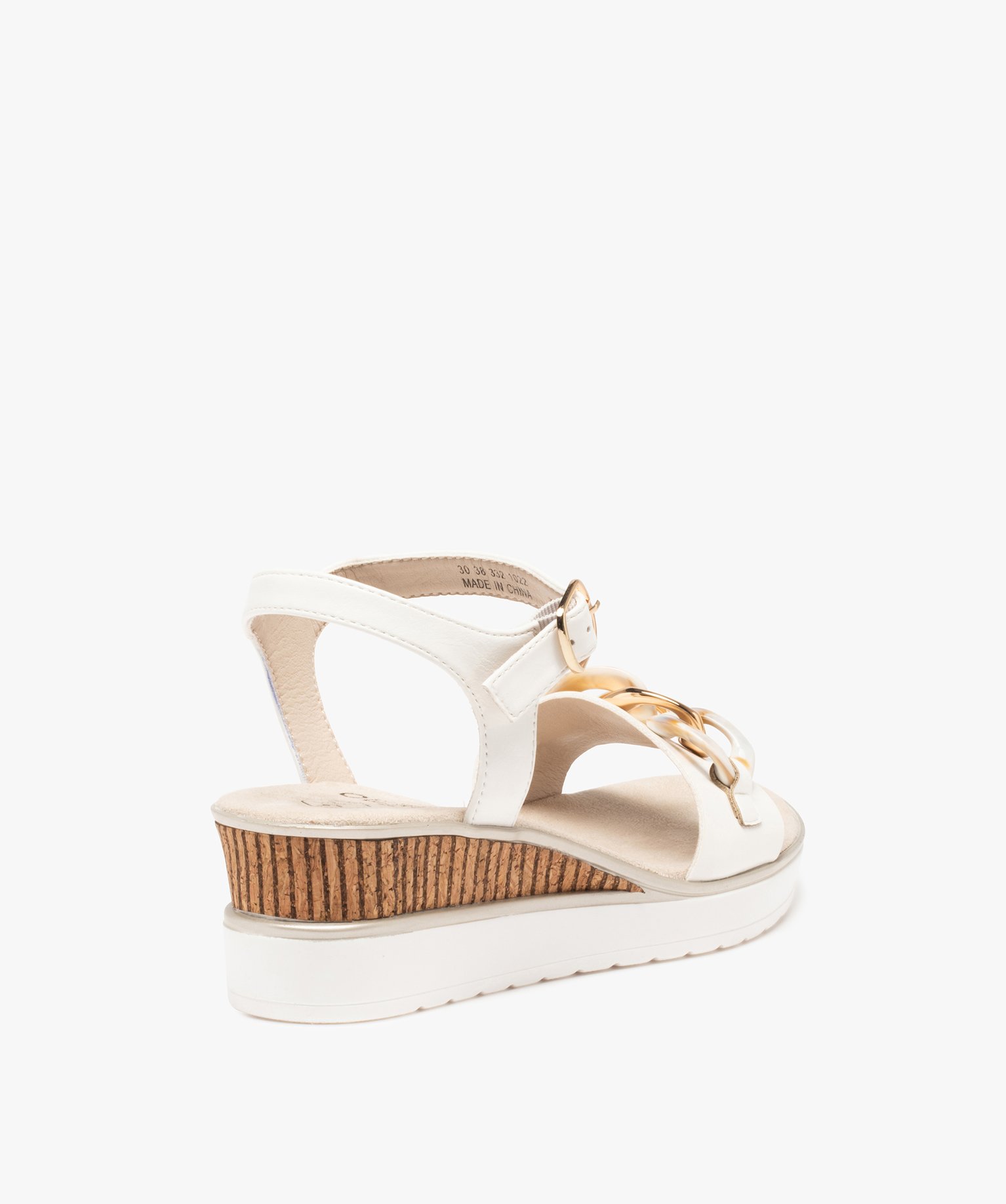 Sandales femme à talon compensé et maillons chane blanc | GEMO