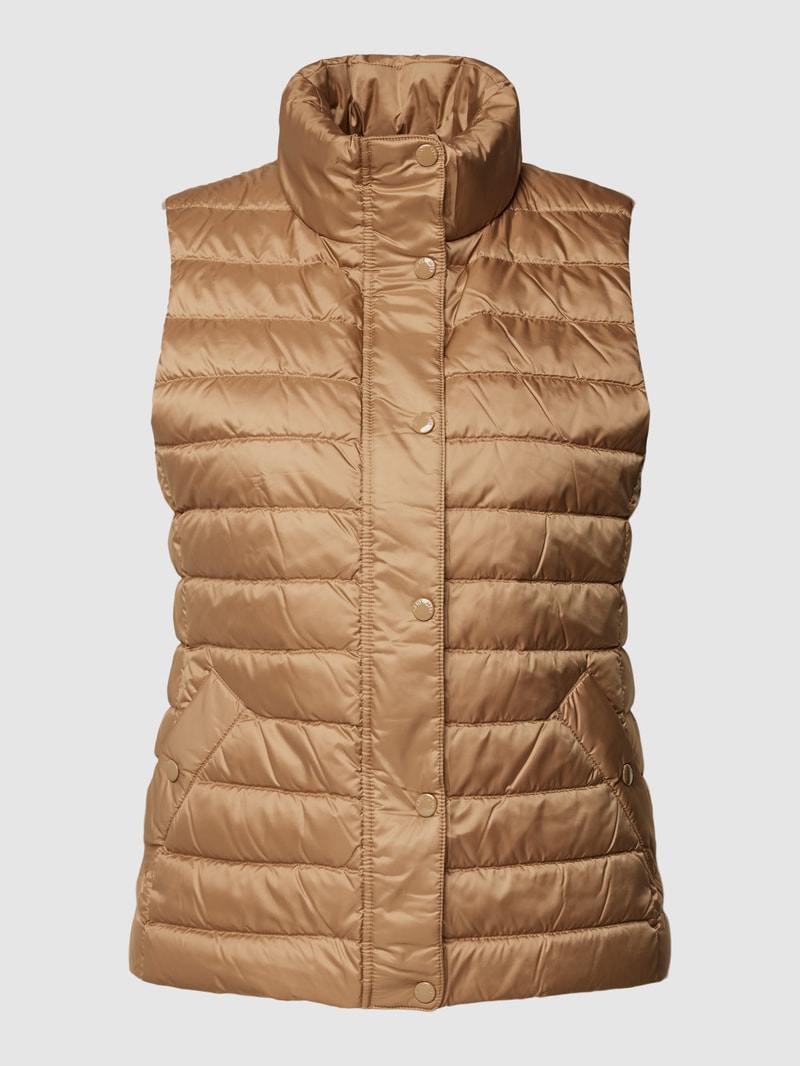 Steppweste mit Label-Detail in camel