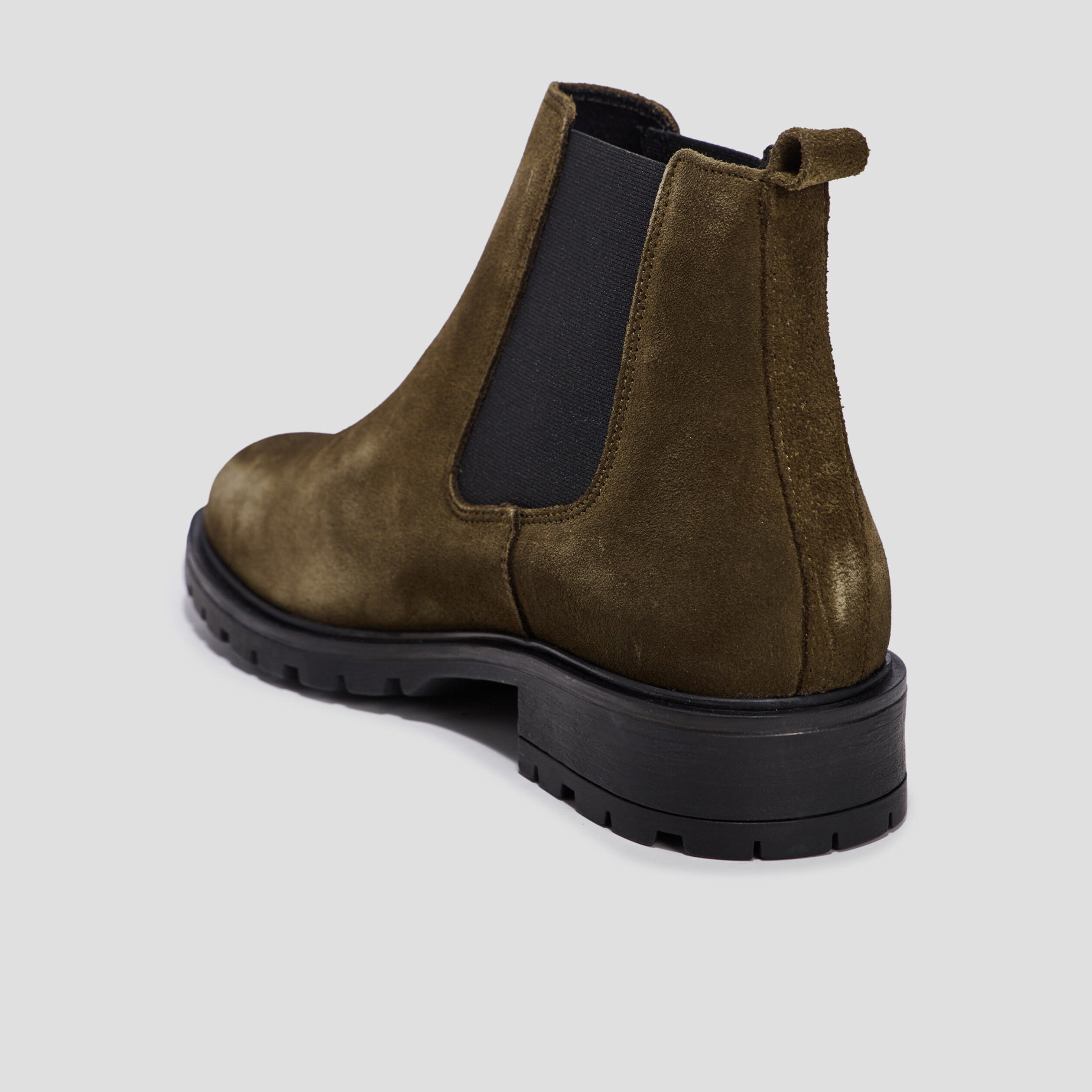 Bottines chelsea en cuir vert kaki femme | La Halle