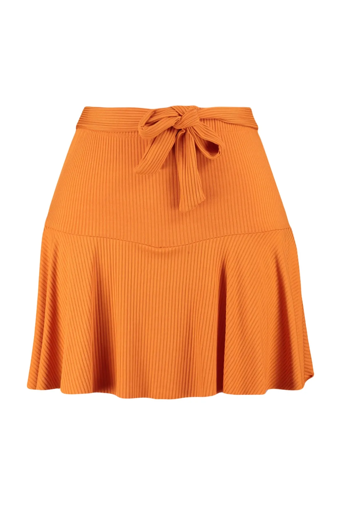 Trendyol Collection  Orangefarbene Mini-Strickshorts in Rockoptik mit hoher Taille TWOSS21SR0621