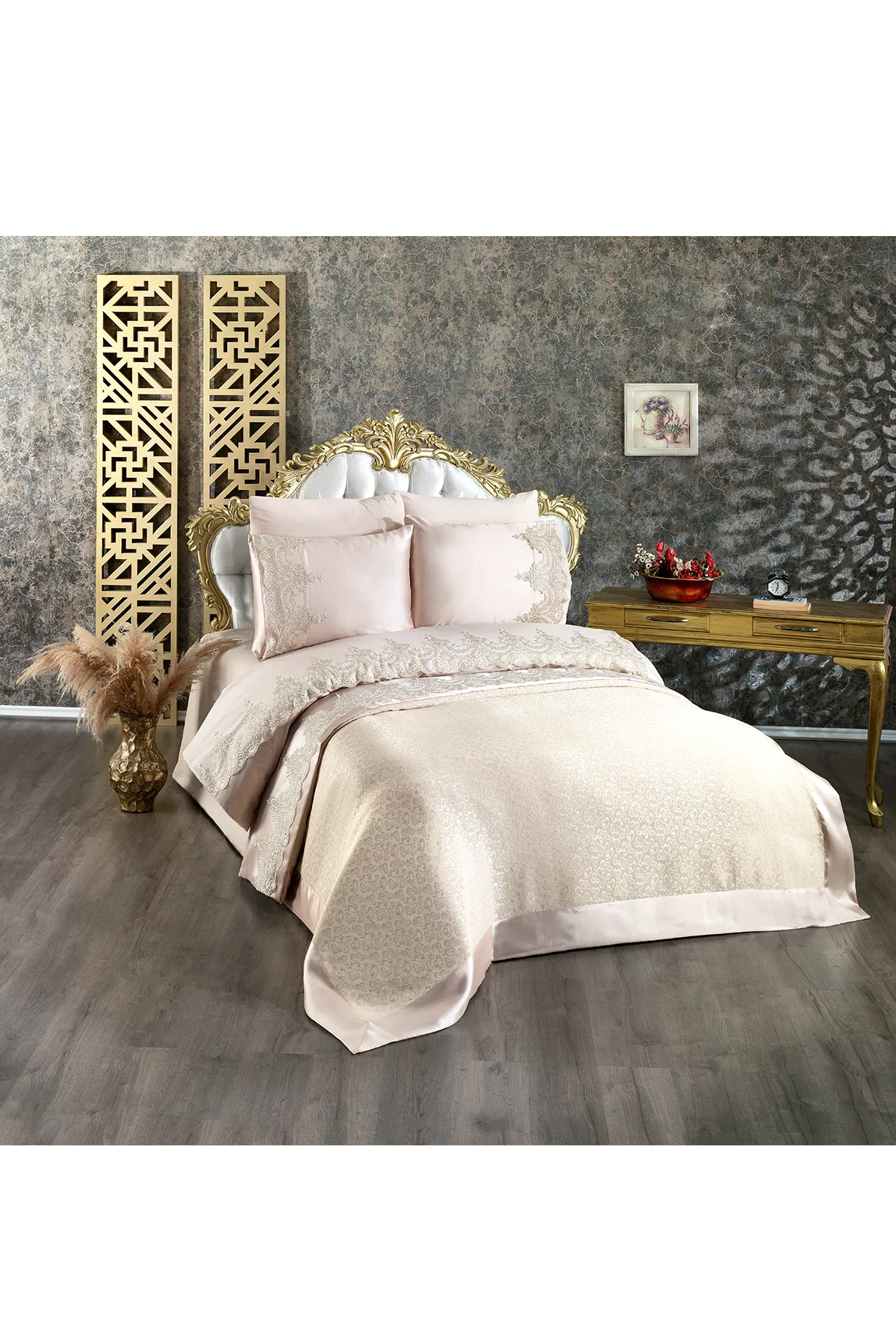 Çeyiz Diyarı  Französisch geschnürtes Diana-Brautset, 7-teilig, Beige
