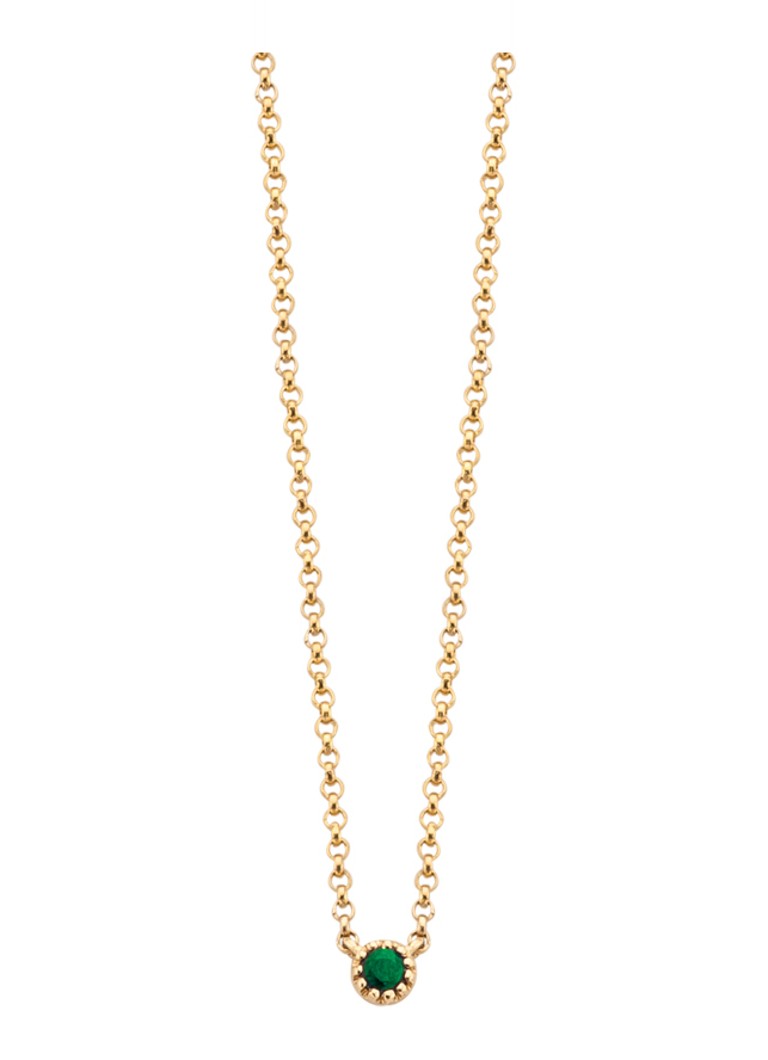 Diamond Point Yellow gold necklace 0.04 ct emerald Joy