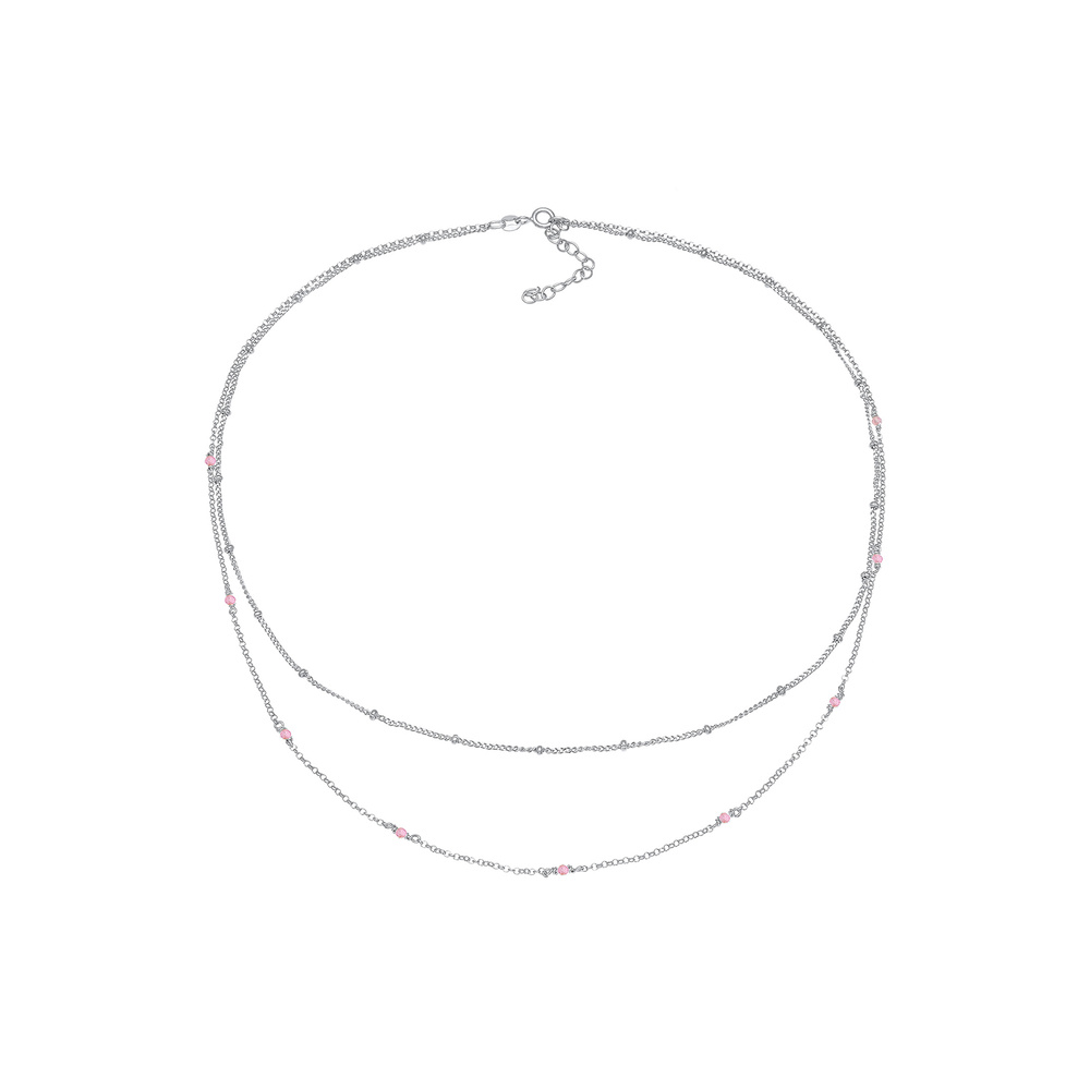 Elli Elli Collier Tendance filigrane pour dames avec des perles de quartz rose en arge collier