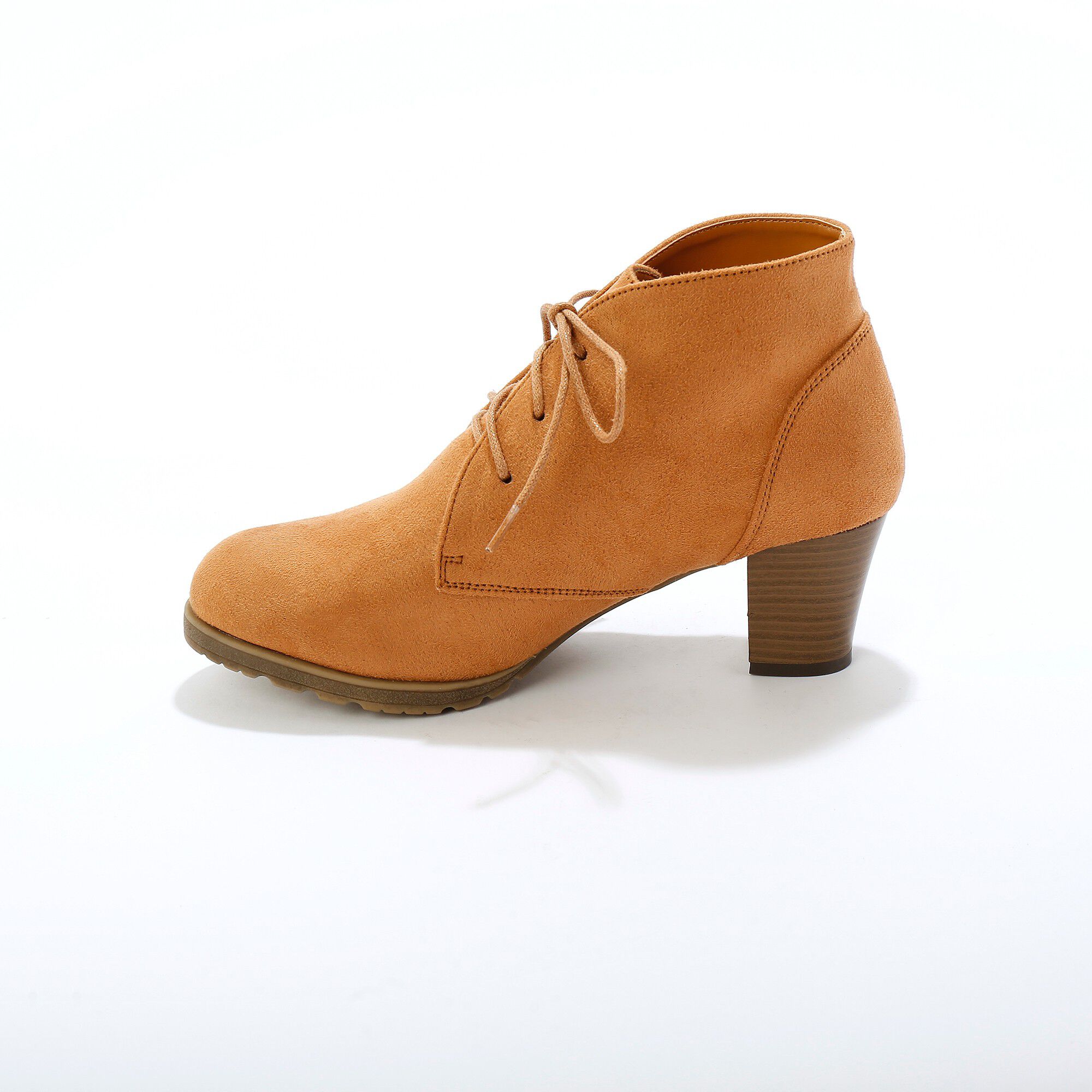 Low-boots à talon effet bois
