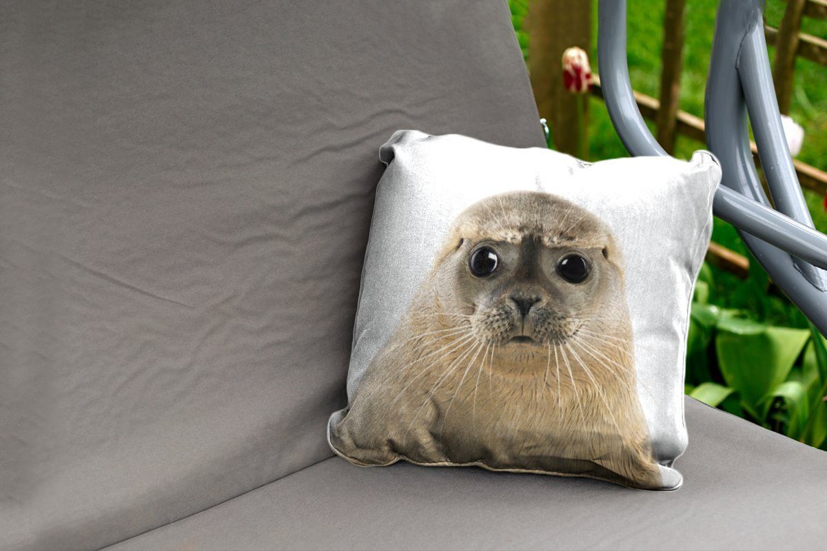 MuchoWow Dekokissen Jungen - Robbe - Kinder - Mädchen - Tiere, Kissenbezüge, Kissenhülle, Dekokissen, Dekokissenbezug, Outdoor