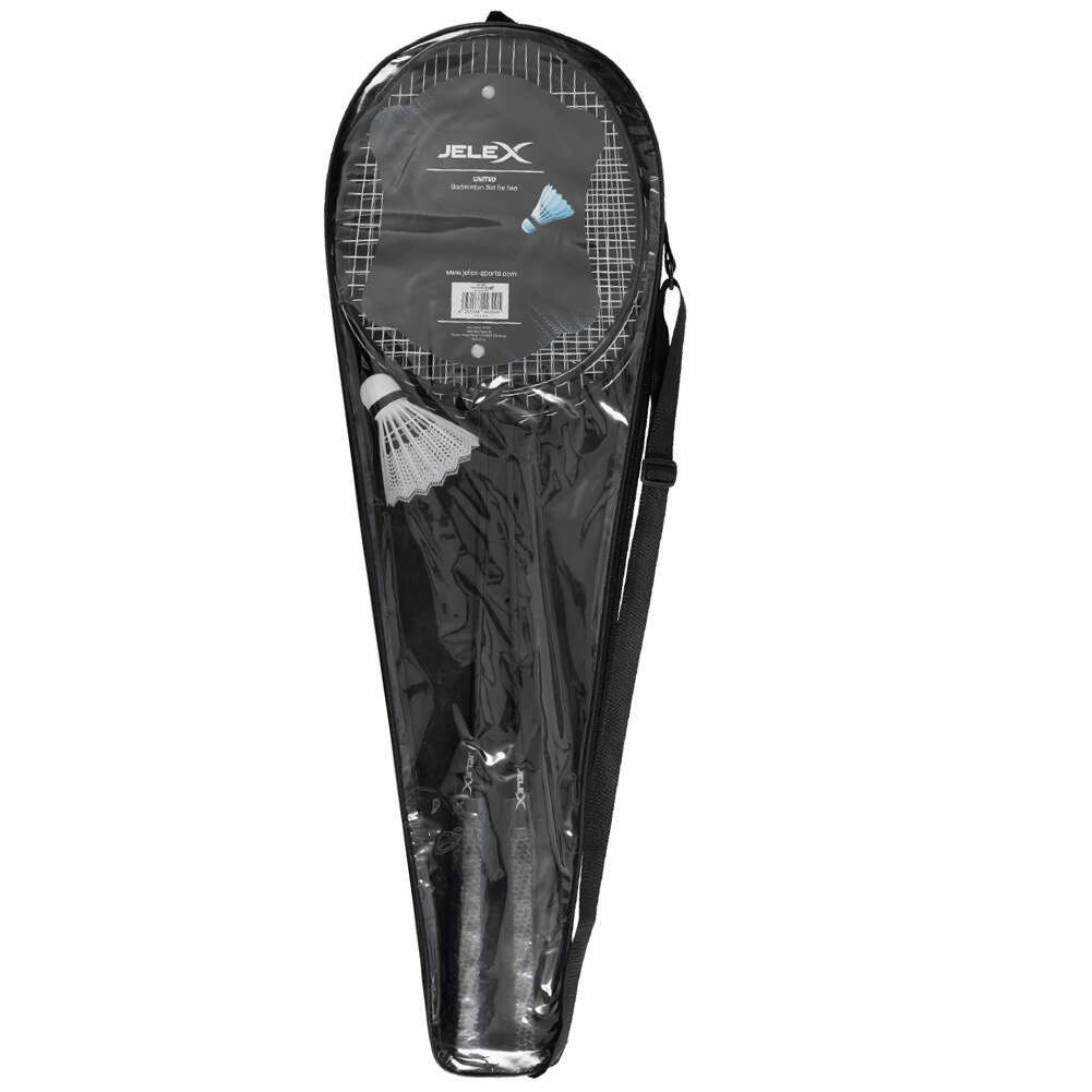 JELEX United Badmintonschläger mit Federball 2er-Set schwarz