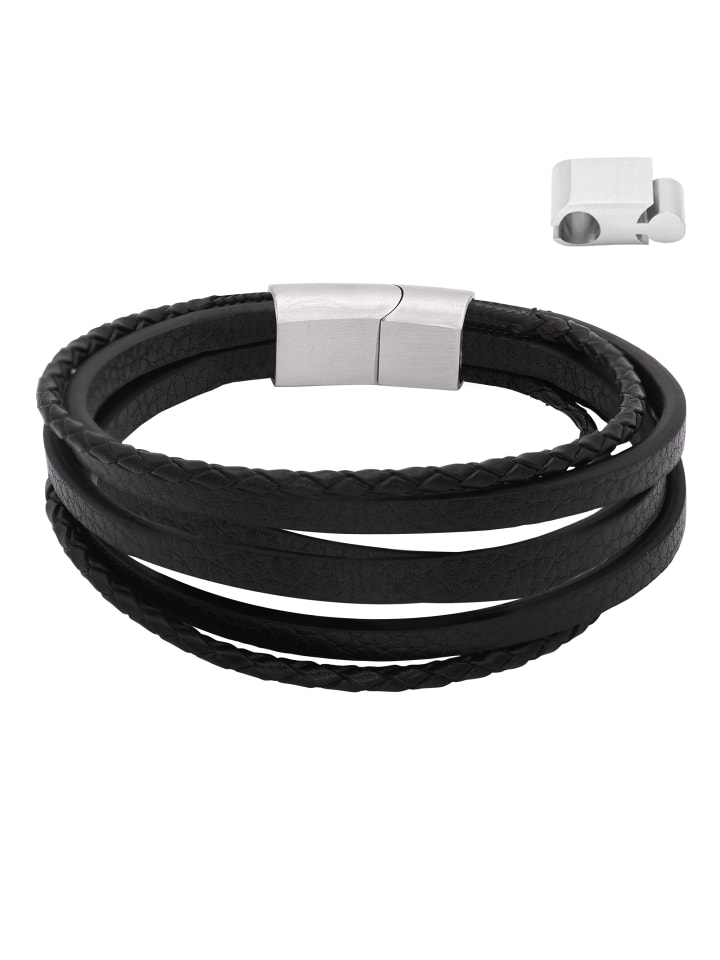 Steel_Art Herrenarmband Lederarmband Samu in schwarz günstig kaufen