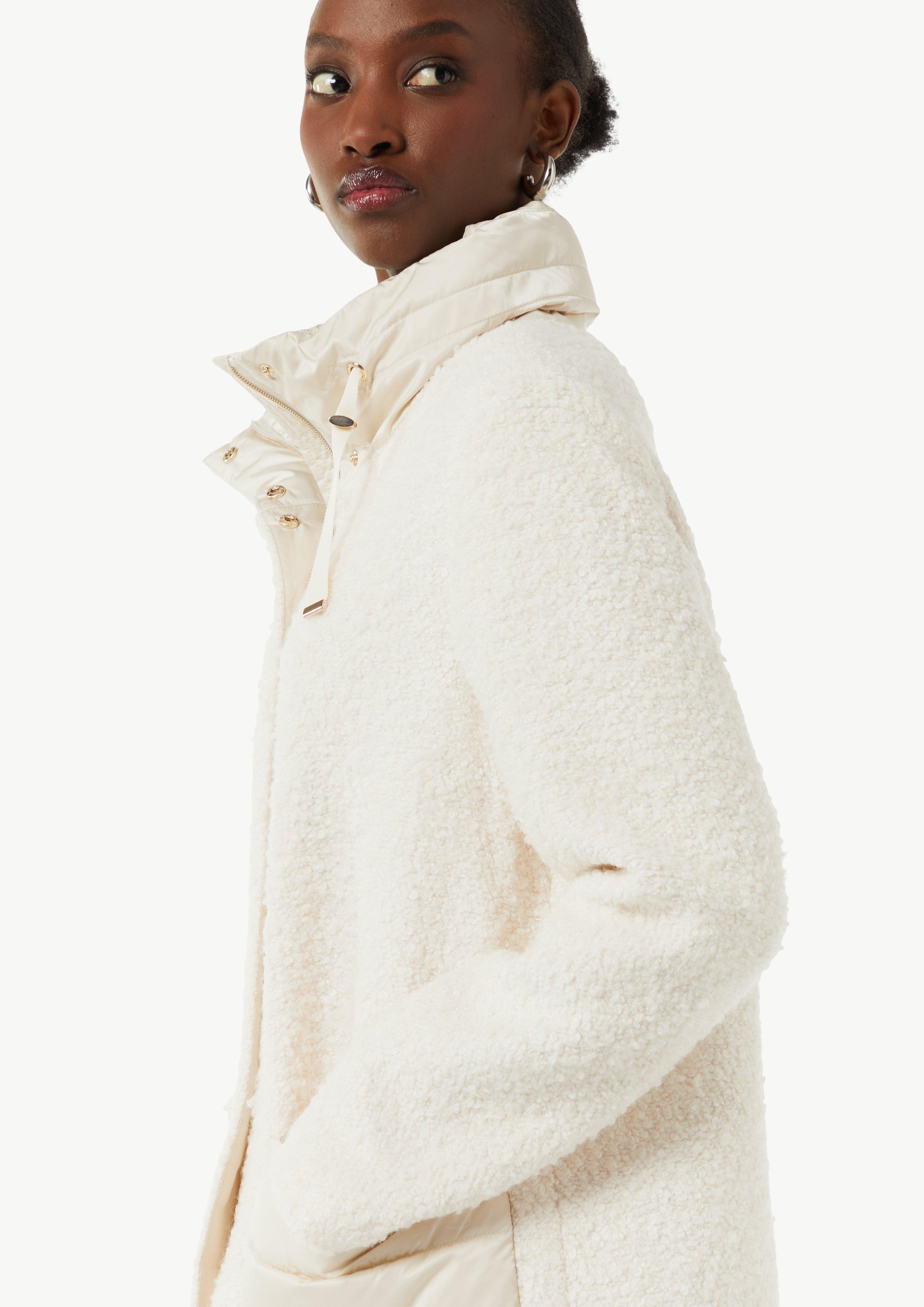 Mantel aus Bouclé-Satin-Mix - helles beige