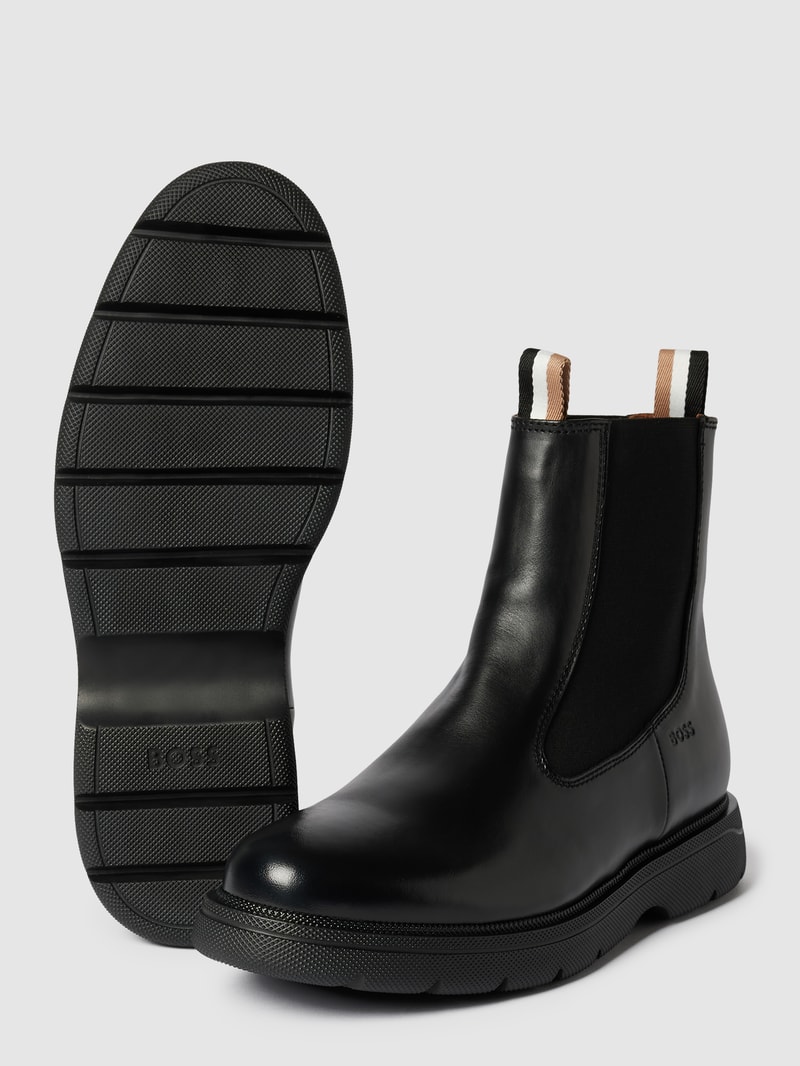 Chelsea Boots mit Label-Details Modell 'Jacob' in schwarz