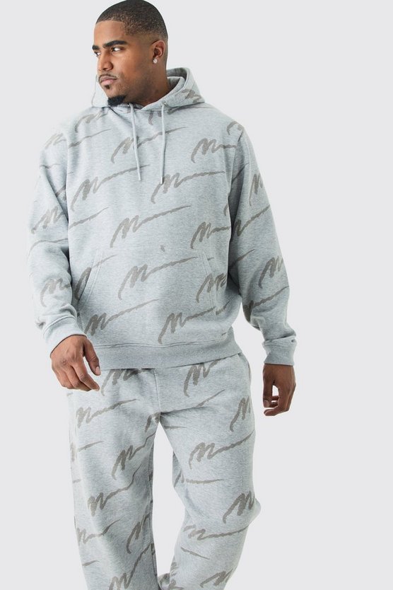Plus Man Signature Hoodie-Trainingsanzug mit Print