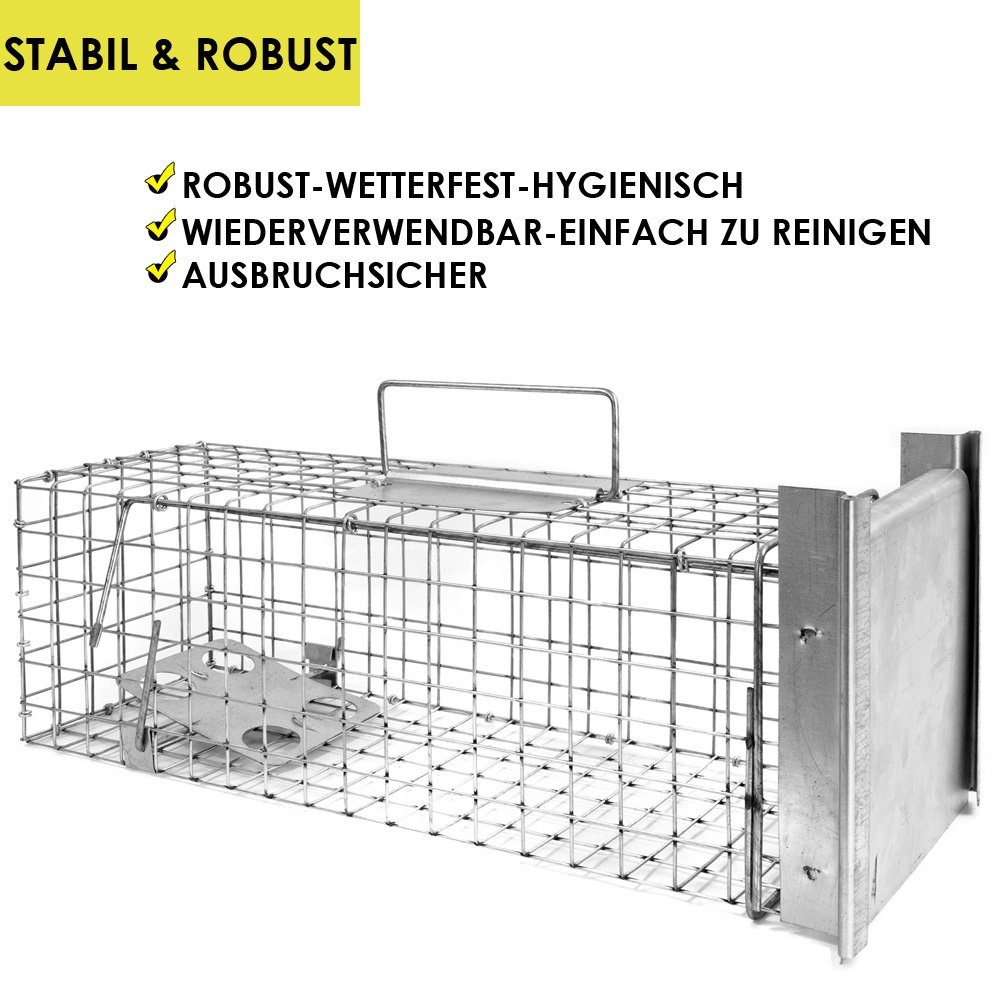 Petigi Lebendfalle Tierfalle Lebendfalle Marderfalle Drahtfalle 50 x 17 x 17 cm Stable