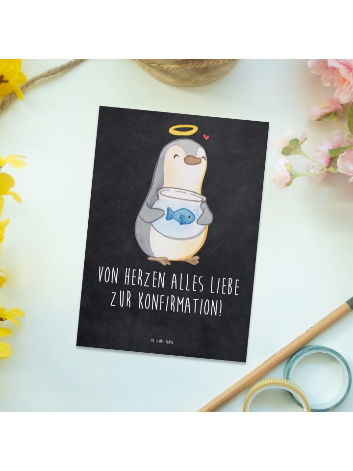 Mr. & Mrs. Panda Postkarte Pinguin Fisch mit Spruch in Kreidetafel günstig kaufen onesize