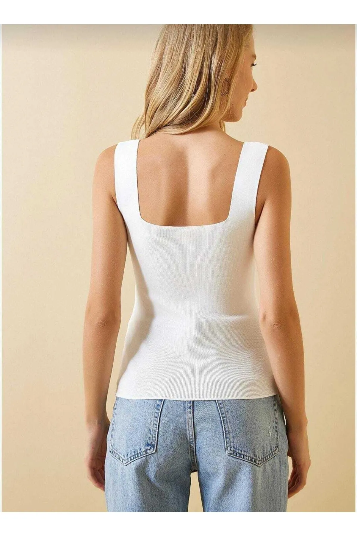 IŞILDA FASHION  Damenbekleidung, eckiger Ausschnitt, dicke Träger, bauchfreie Bluse