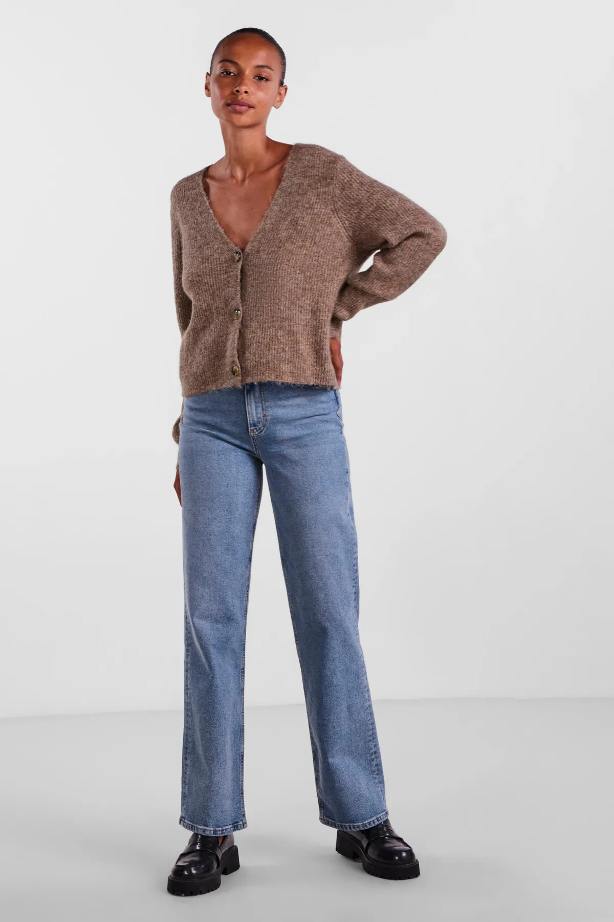 PIECES  Strickjacke - Braun - Regular Fit