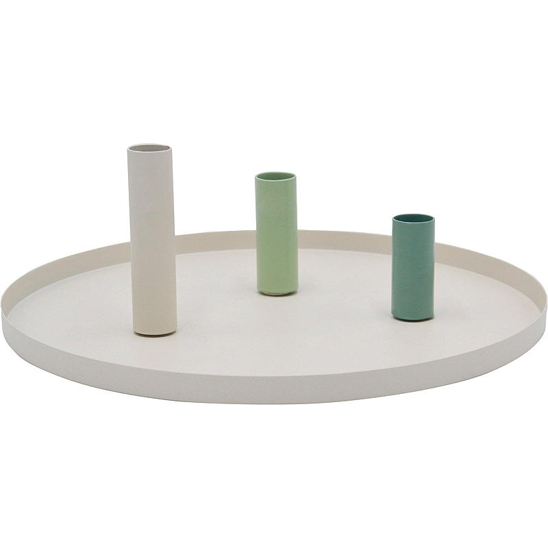 Home Lysfat ø 30 cm m/3 lysholdere metall krem
