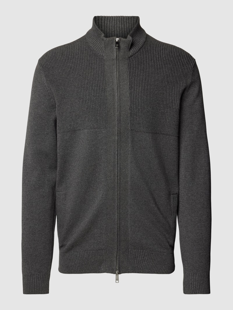 Strickjacke mit Stehkragen Modell 'ARISTO' in anthrazit