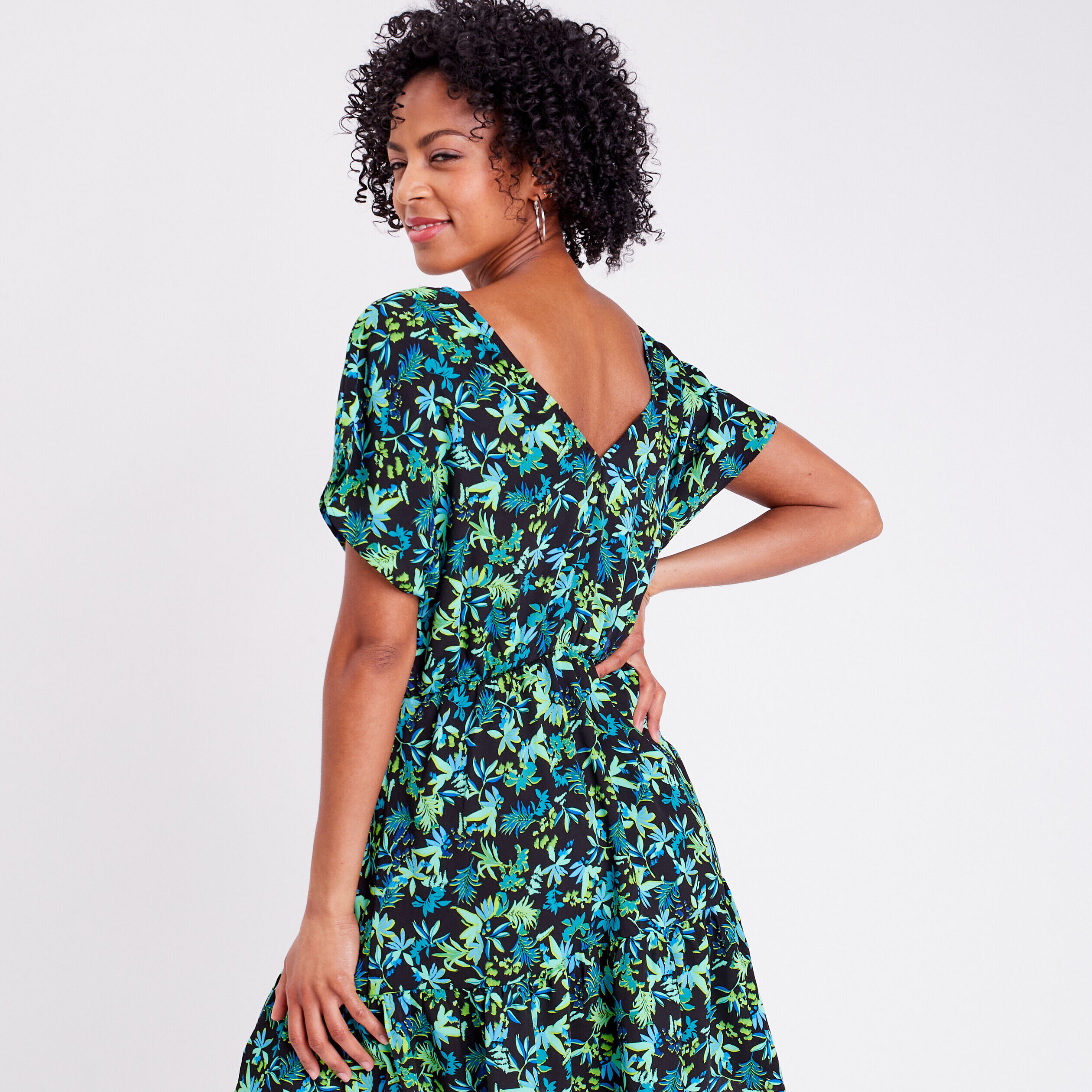 Robe cintrée manches courtes noir femme | Cache Cache