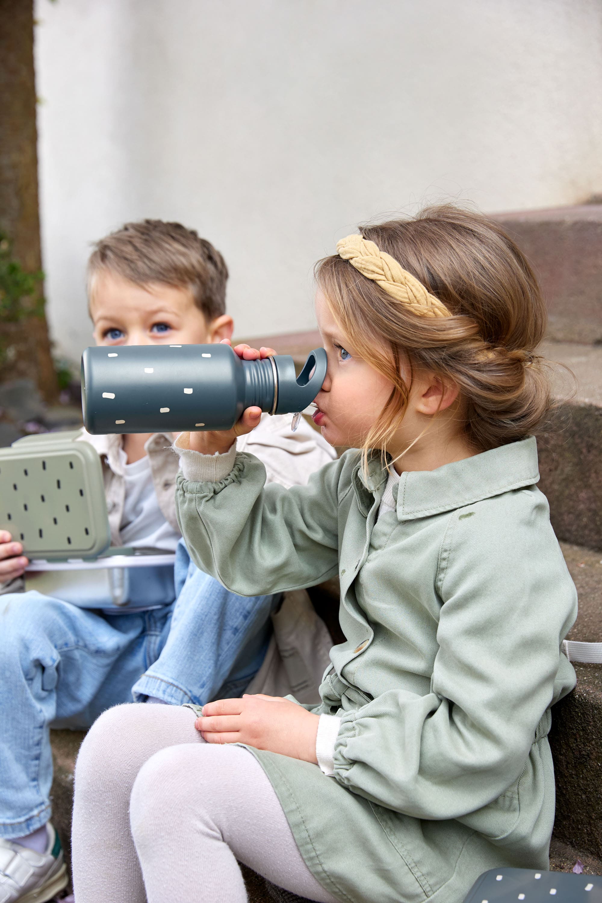 Edelstahl Kinder Trinkflasche - Happy Prints, Dunkelblau