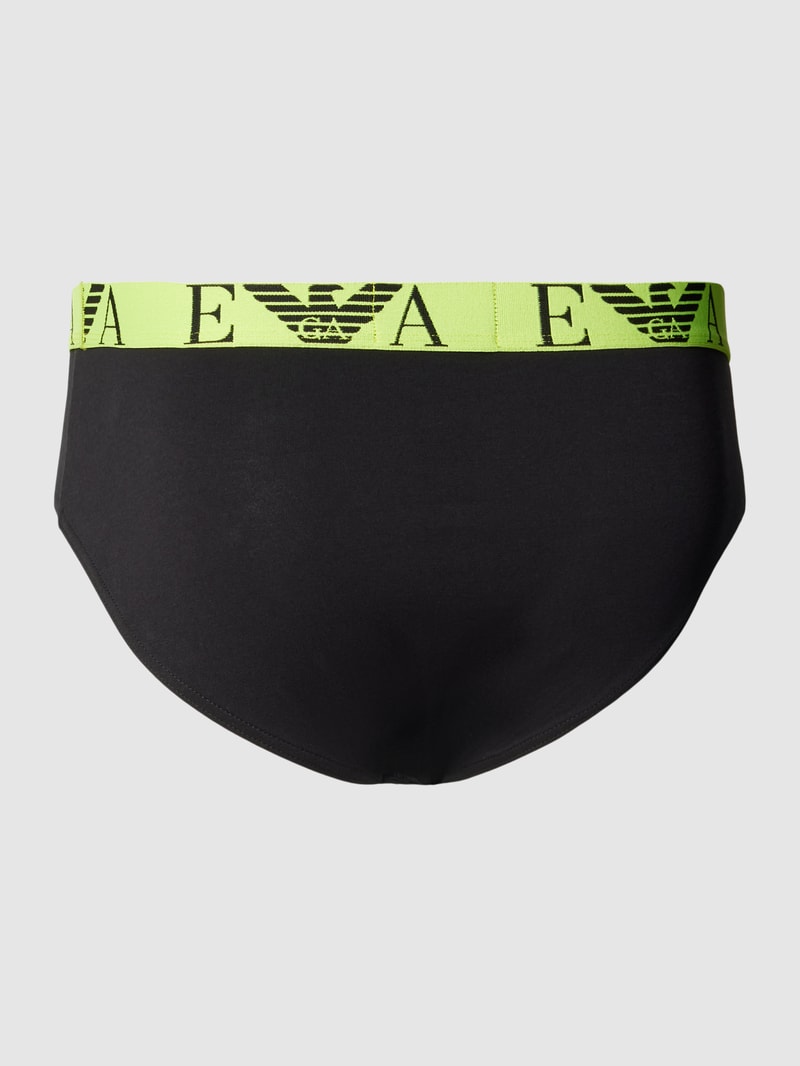 Pants mit elastischem Label-Bund im 3er-Pack in schwarz