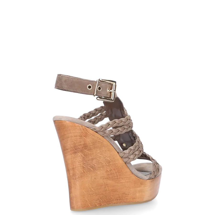 Gianvito Rossi - Plateausandalen Kalbsleder Geflochten Nieten grau - grau