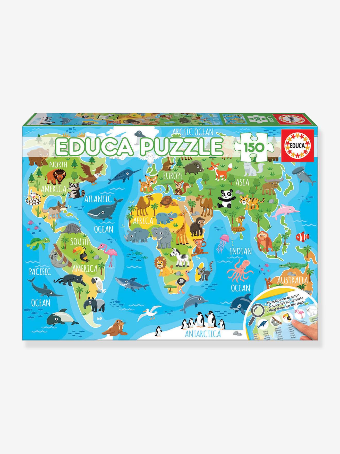 Educa Puzzle mit Tier-Weltkarte, 150 Teile EDUCA - mehrfarbig