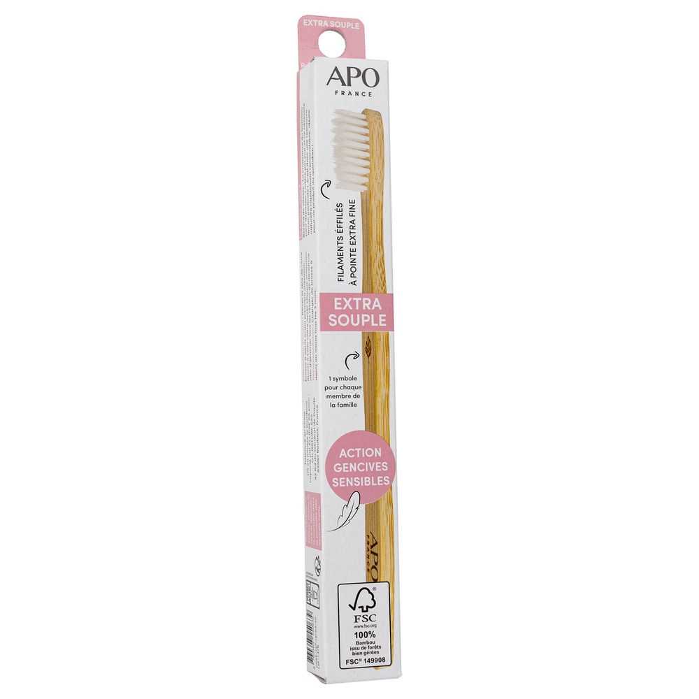 APO France BROSSE À DENTS BAMBOU ADULTE EXTRA-SOUPLE Brosse à Dents