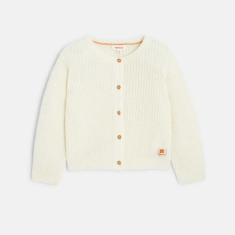 Gilet bébé fille maille tricot crème blanc Catimini