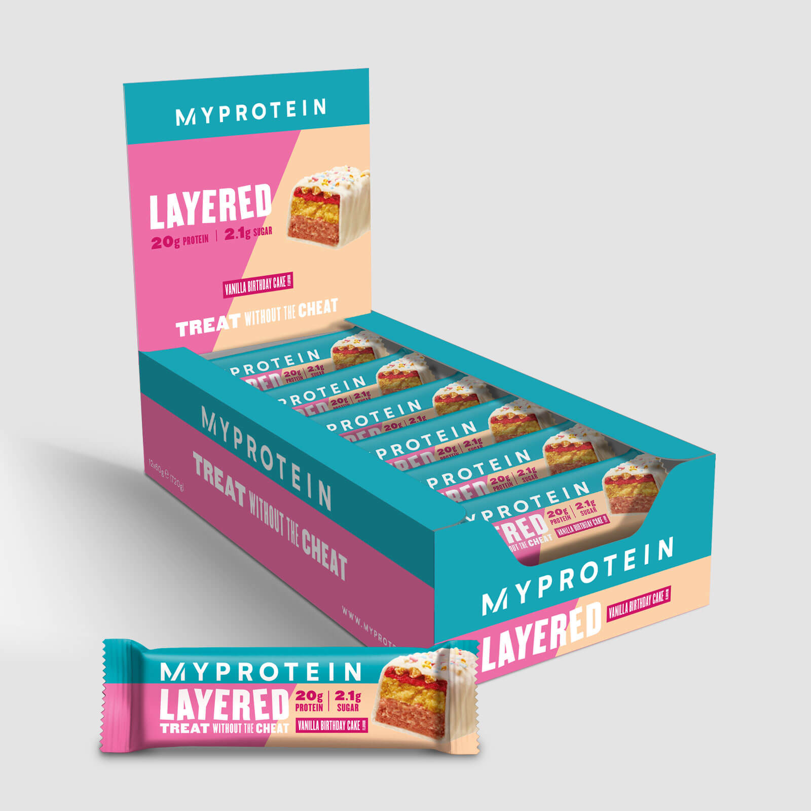 Retail Layered Bar, Vanilla Birthday Cake - NEW, 12x60g