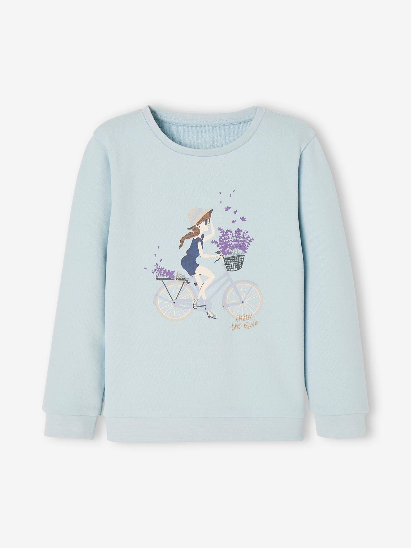 Sweat motif égérie fille rose poudré