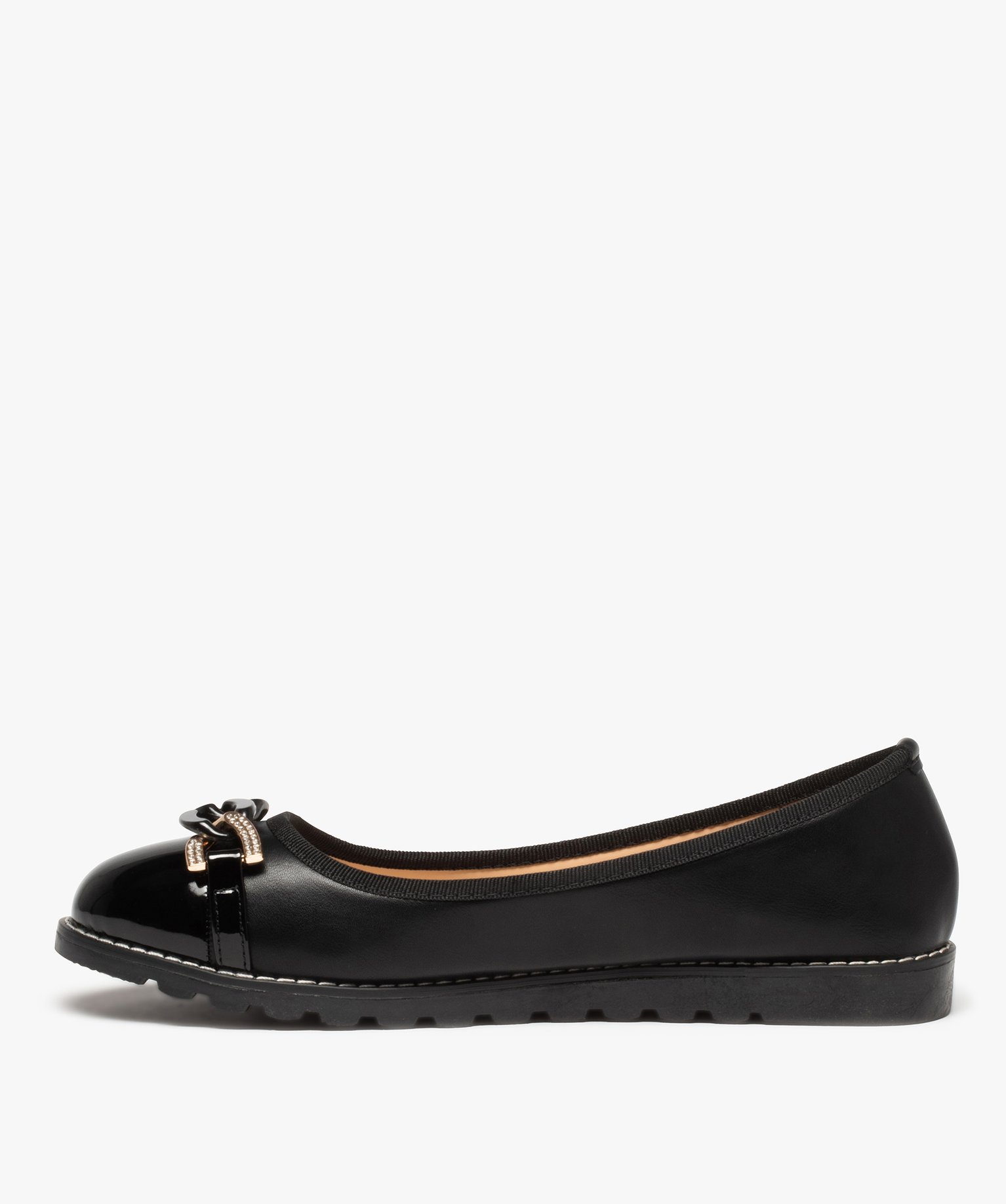 Ballerines à bride chane et semelle crantée femme noir | GEMO