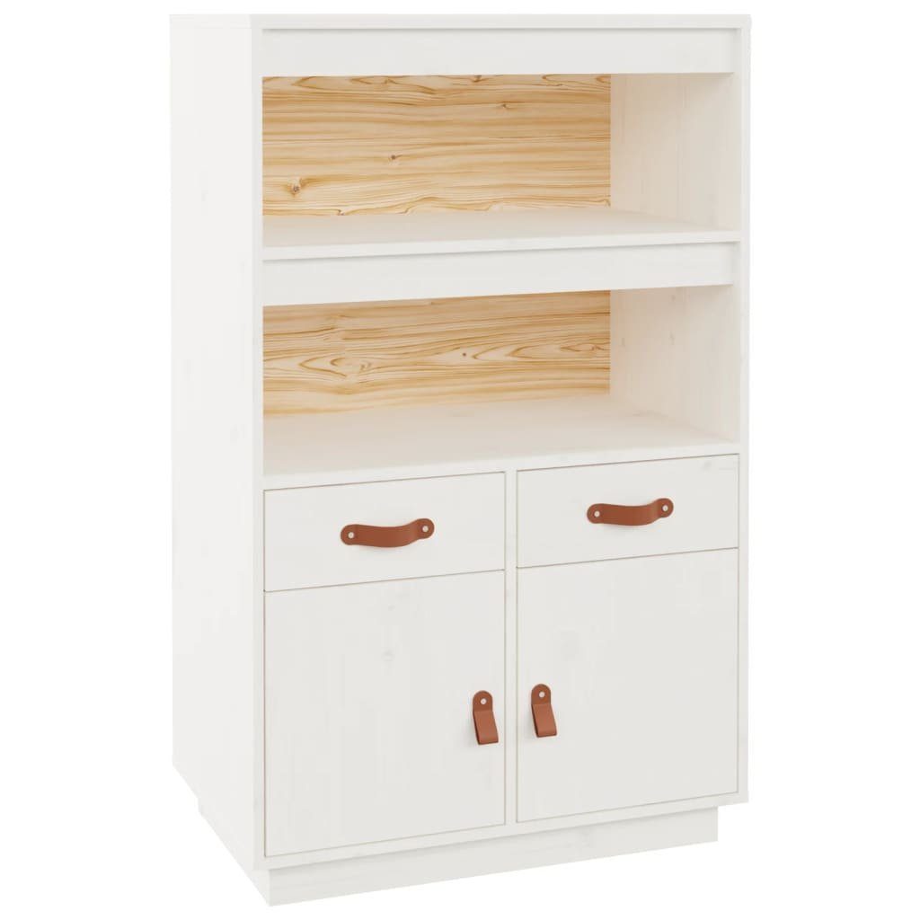 vidaXL Sideboard Highboard Weiß 67x40x108,5 cm Massivholz Kiefer (1 St)