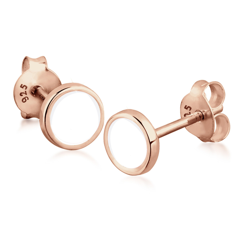 Elli Elli Boucles d'Oreilles Femmes Clous d'oreilles Cercle Géo avec Émail Blanc en Ar Boucles d'oreilles