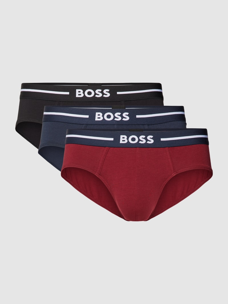 Slip mit elastischem Bund im 3er-Pack in bordeaux rot