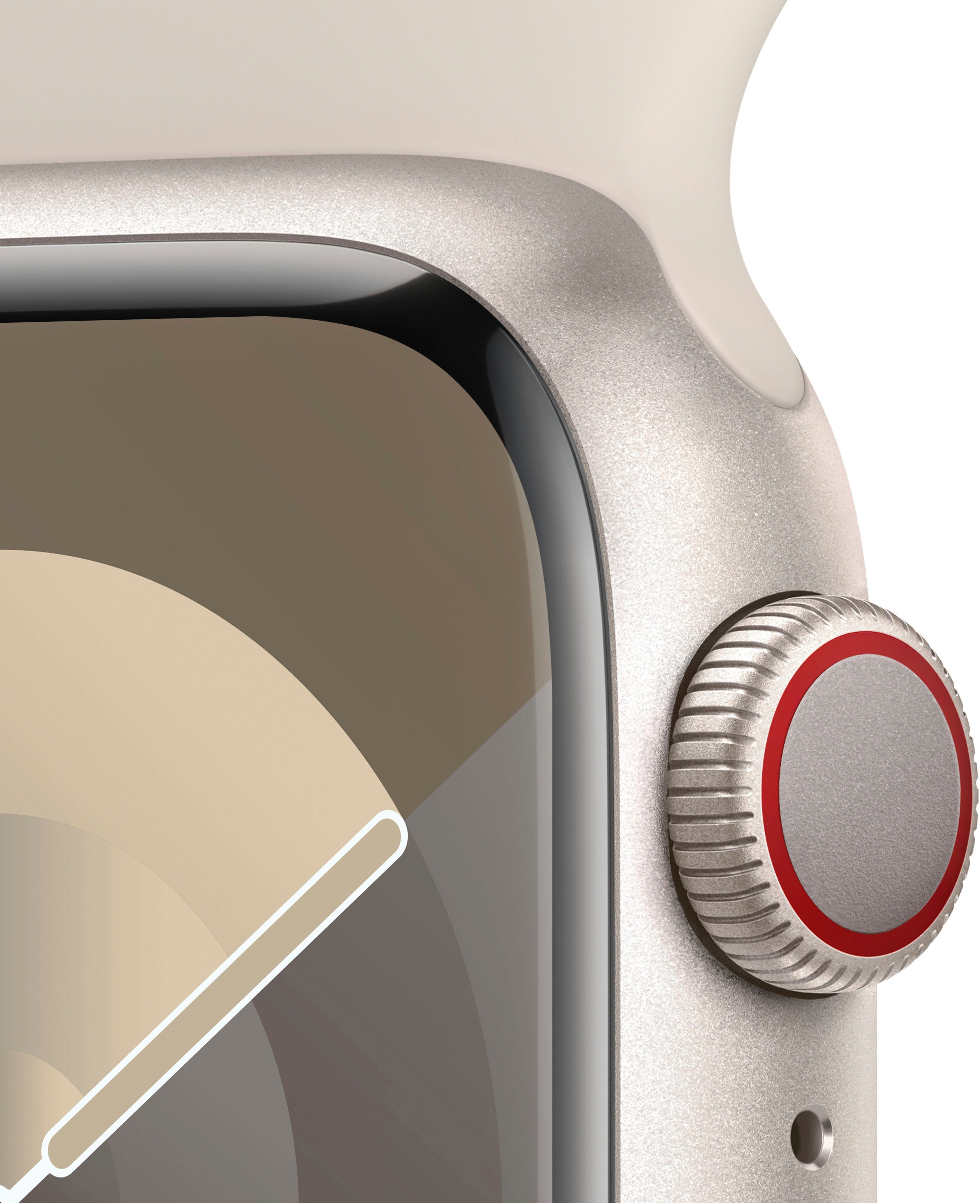 Apple Watch Series 9 GPS + Cellular 41mm Aluminium Smartwatch (4,1 cm/1,61 Zoll, Watch OS 10), Sport Band