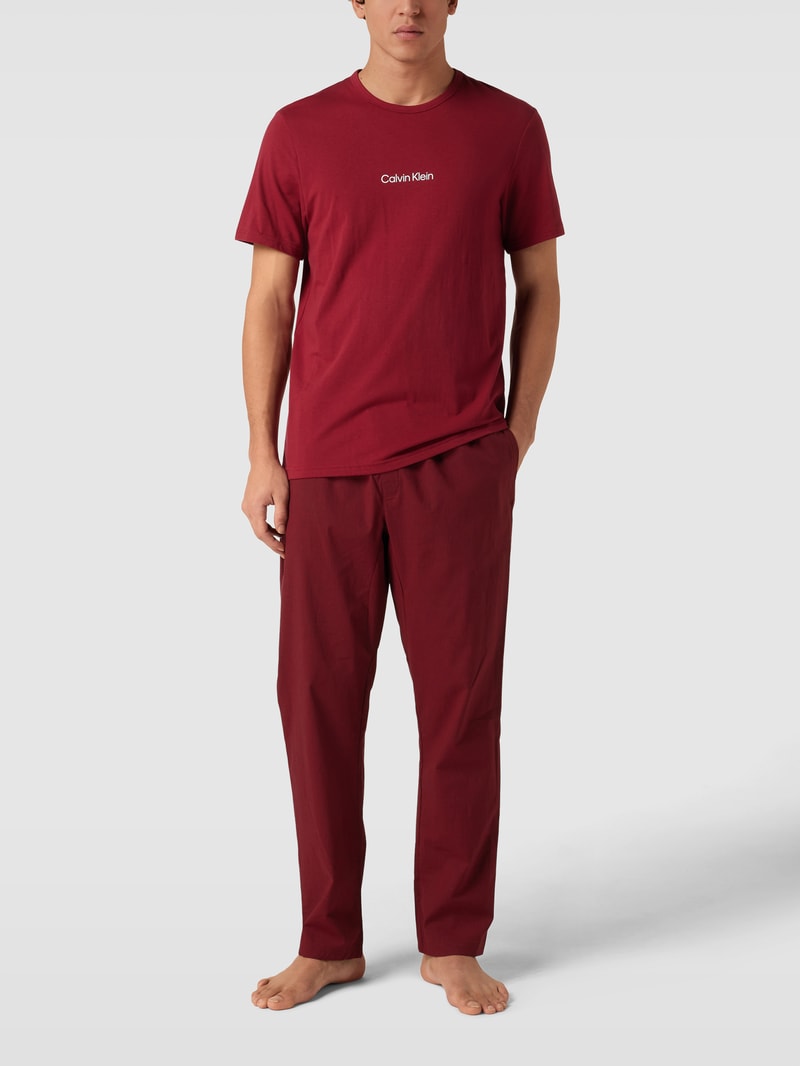 Pyjama-Hose mit Label-Details Modell 'SLEEP' in dunkelrot