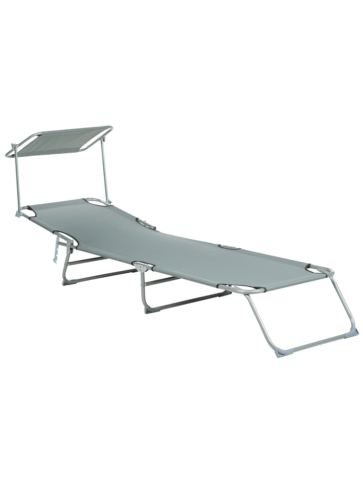 Beliani Gartenliege FOLIGNO in Grau/Silber - (W) 58 x (H) 24 x (L) 205 cm günstig kaufen onesize