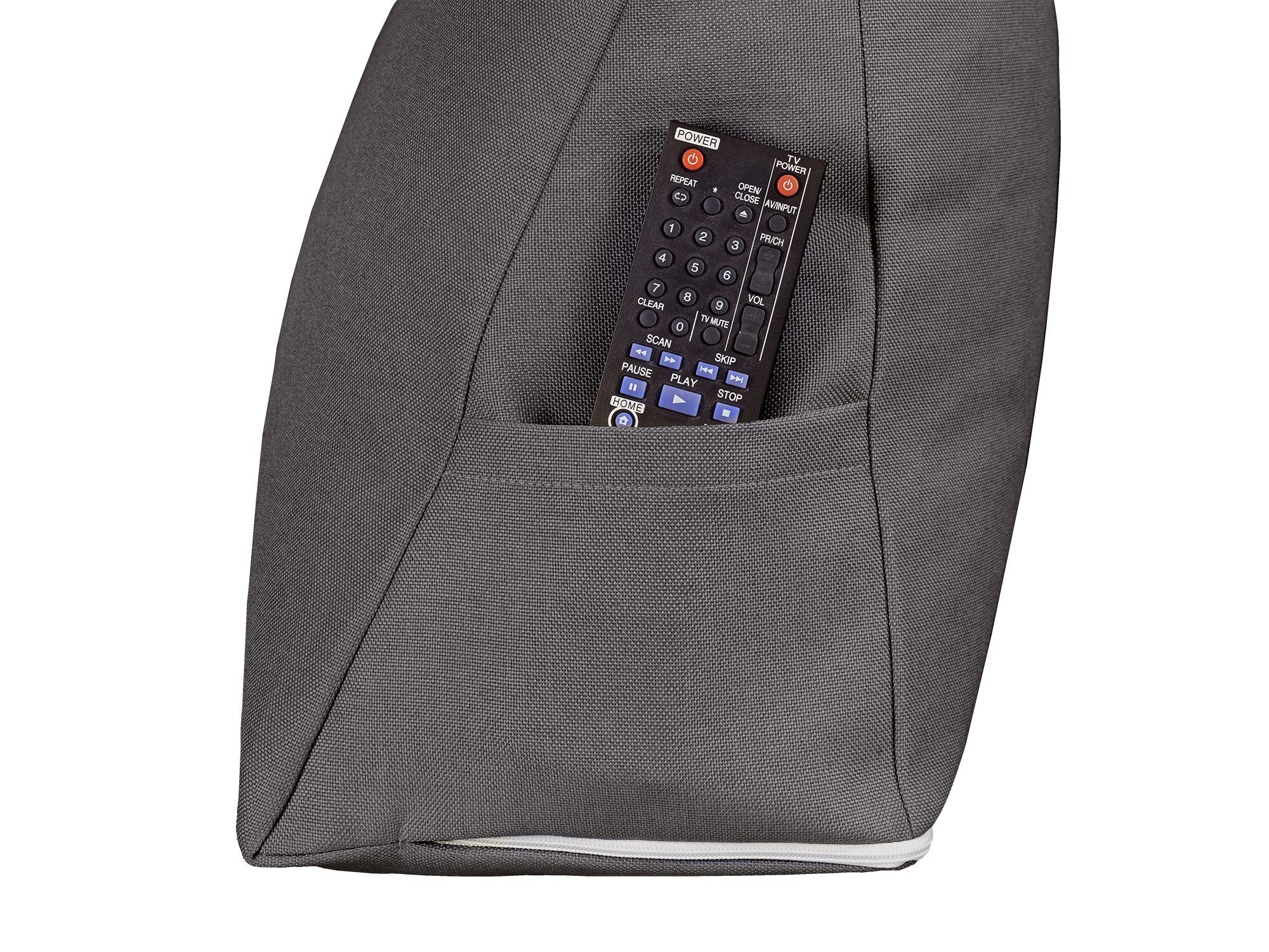 XDREAM Rückenkissen ergonomisches Keilkissen für Bett und Sofa, 1-tlg., als Kopfkissen oder Venenkissen verwendbar, mit praktischem Seitenfach