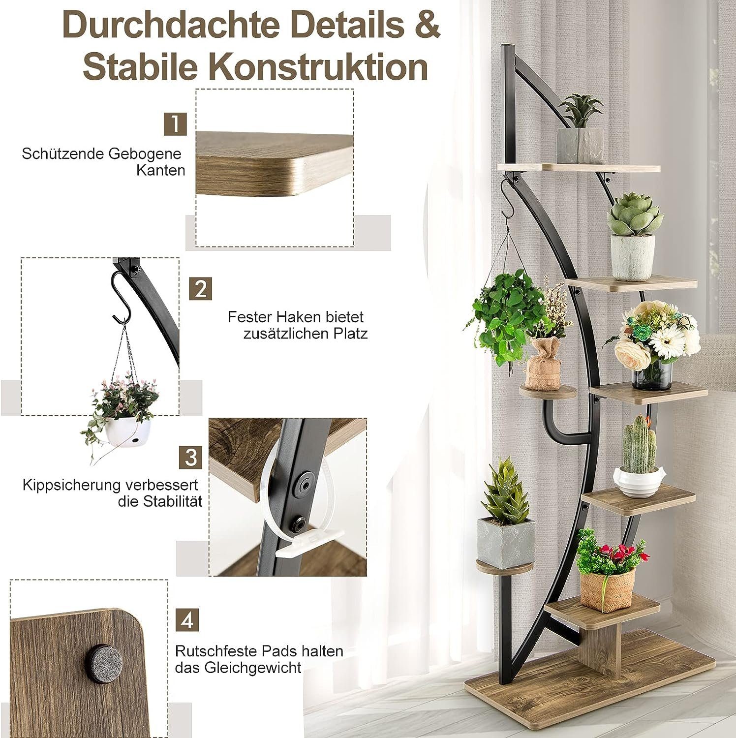 KOMFOTTEU Blumenständer Pflanzenständer (1 St), mit Haken