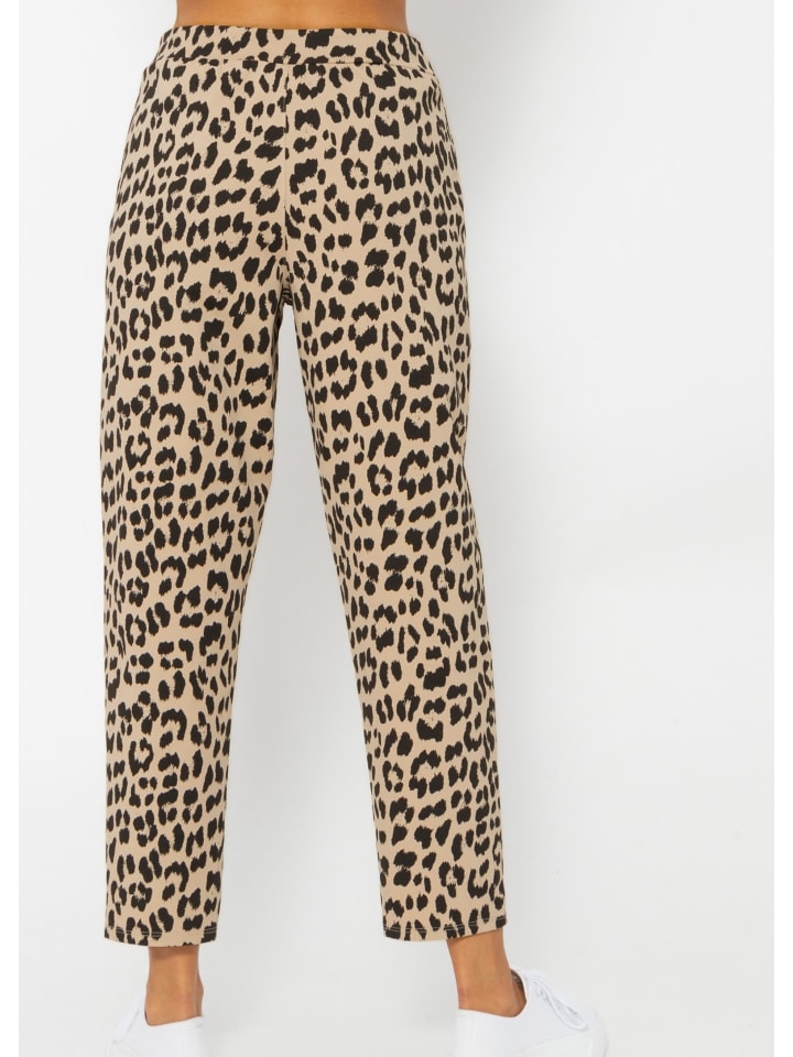 SASSYCLASSY Jersey Chino in Leo-Print in schwarz I camel günstig kaufen